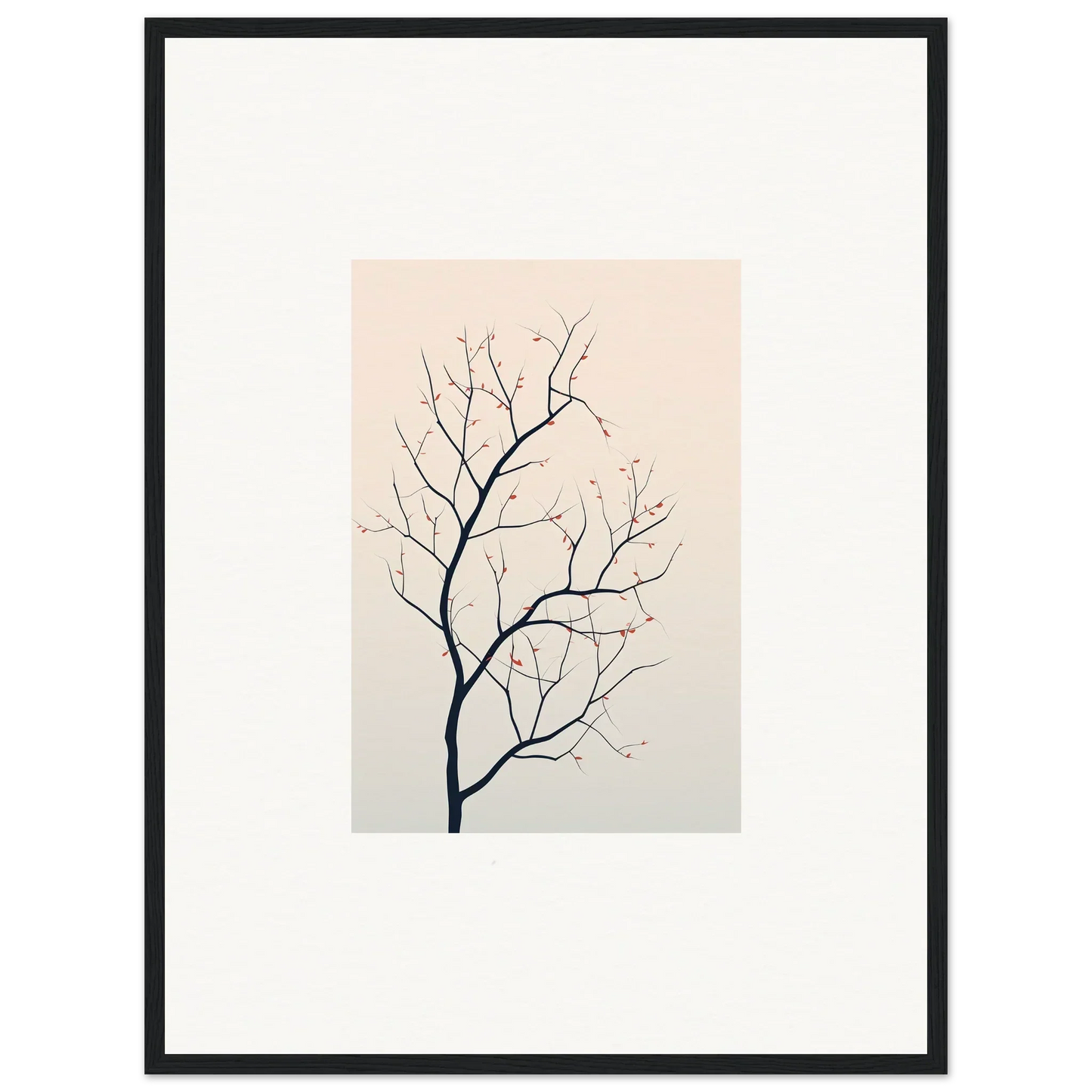 Minimalist canvas print of a bare tree branch for silent renewal room decoration