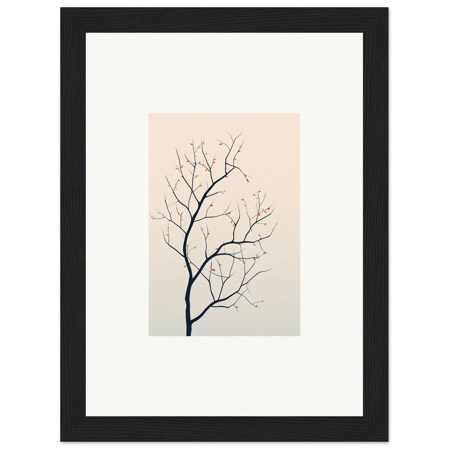 Framed canvas print of pink blossoms, perfect for silent renewal room decoration