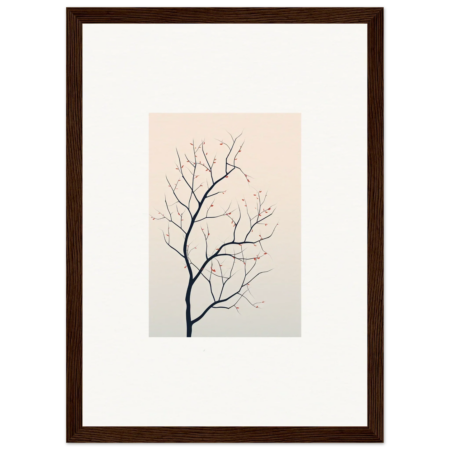 Delicate tree branch with bare twigs for a peaceful Silent Renewal canvas print