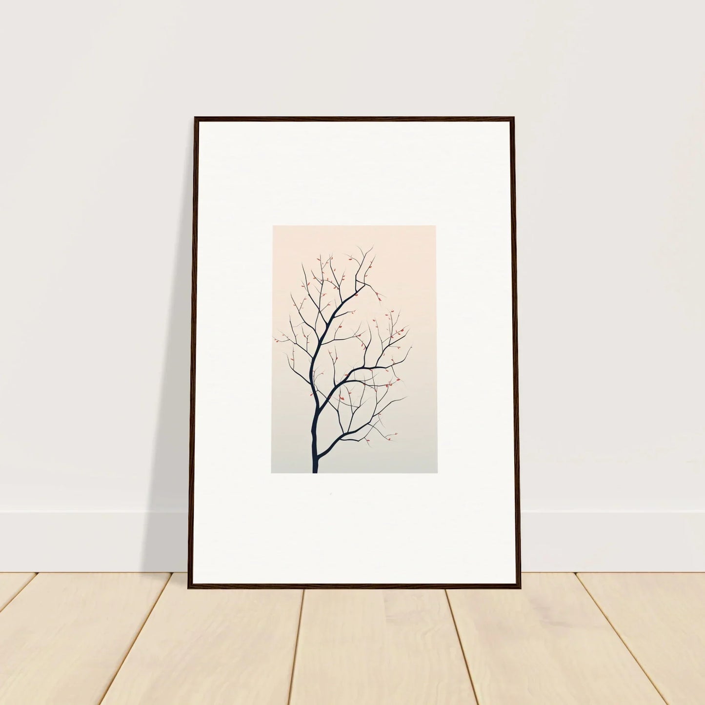 Framed canvas print of a bare tree branch for silent renewal room decoration