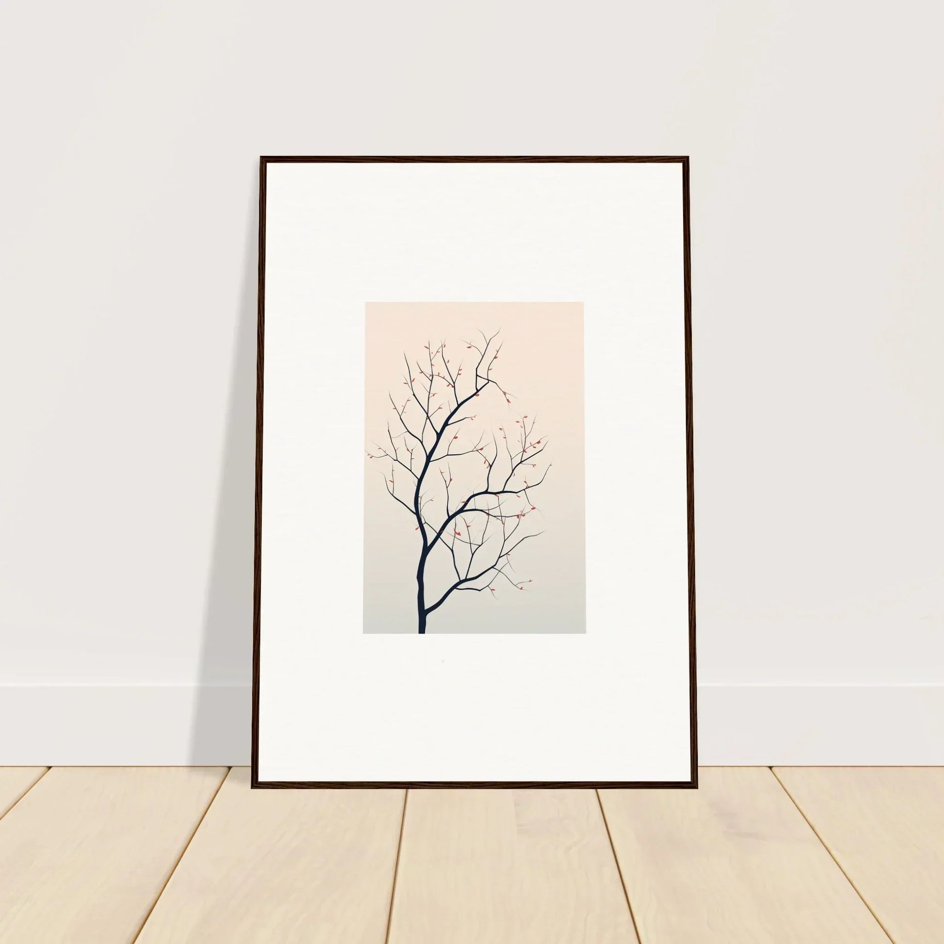 Framed canvas print of a bare tree branch for silent renewal room decoration