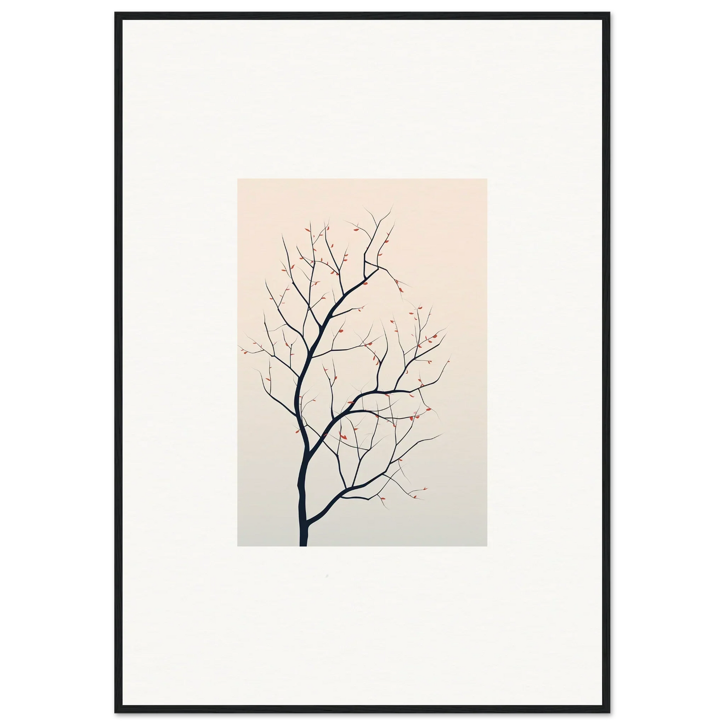 Minimalist canvas print of a bare tree branch for silent renewal room decoration
