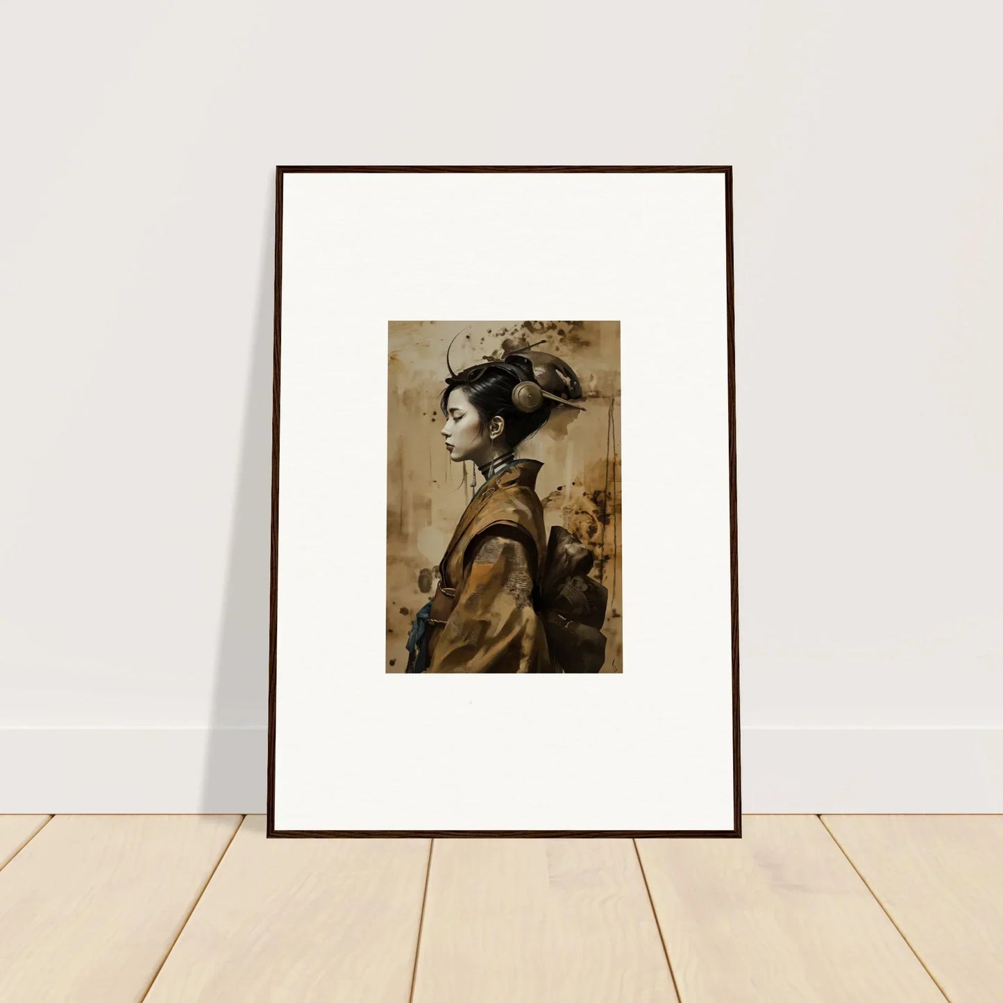 Framed portrait of a woman in traditional Japanese attire for stylish room decoration