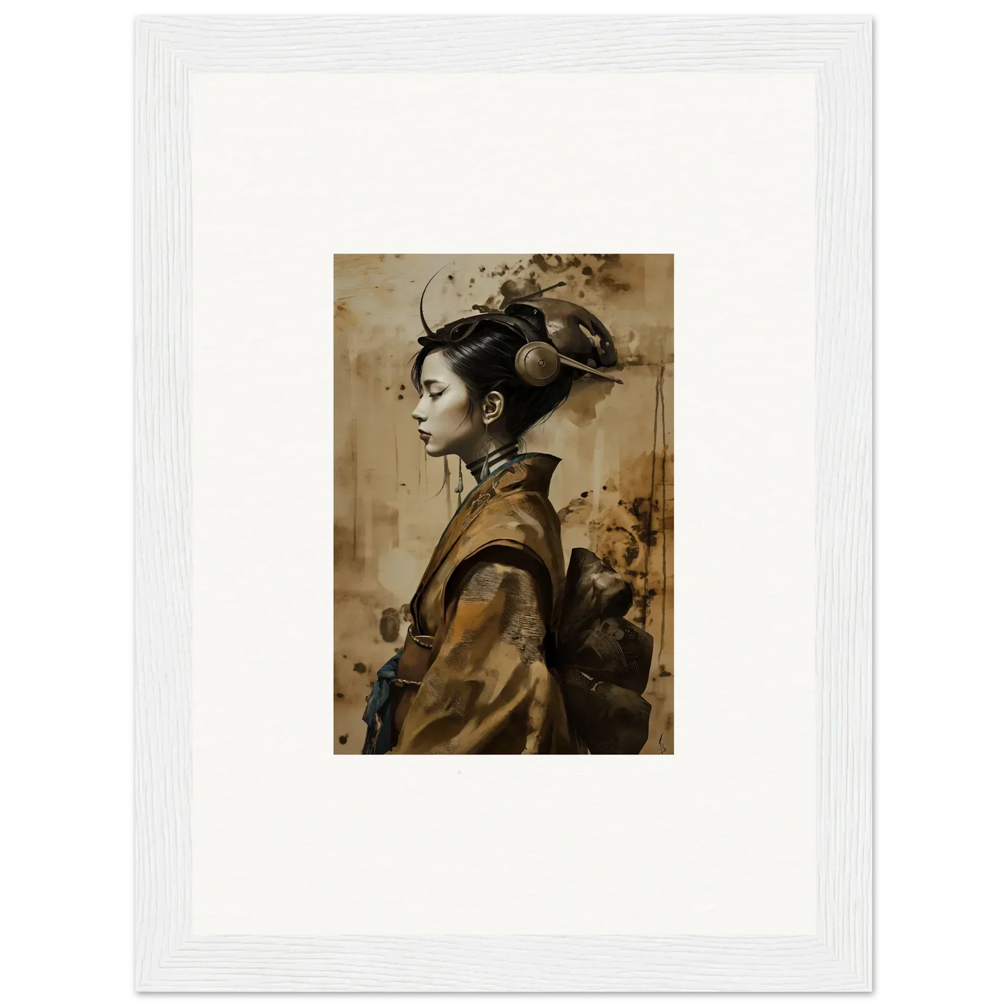 Portrait of a woman in traditional East Asian attire for a dreamy room decoration canvas print