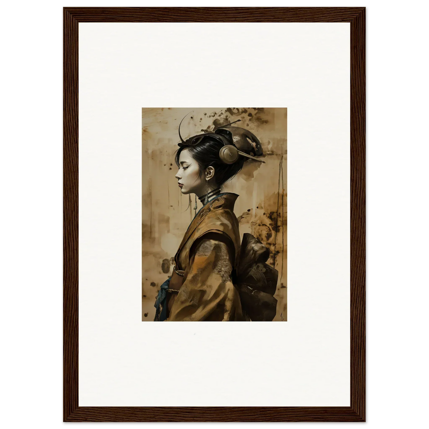 Portrait of a woman in traditional East Asian attire for a dreamy Whisper Muse canvas print