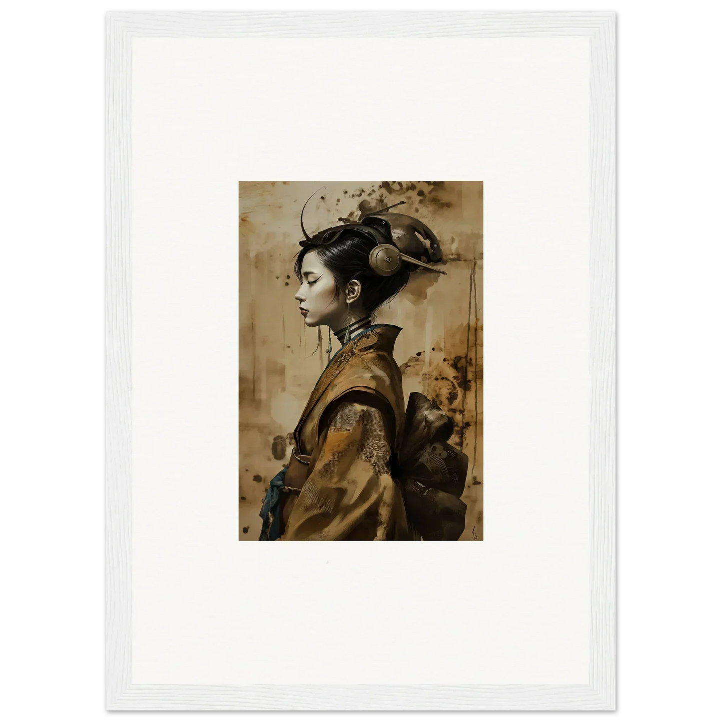 Portrait of a woman in traditional East Asian attire for a cozy room decoration canvas print