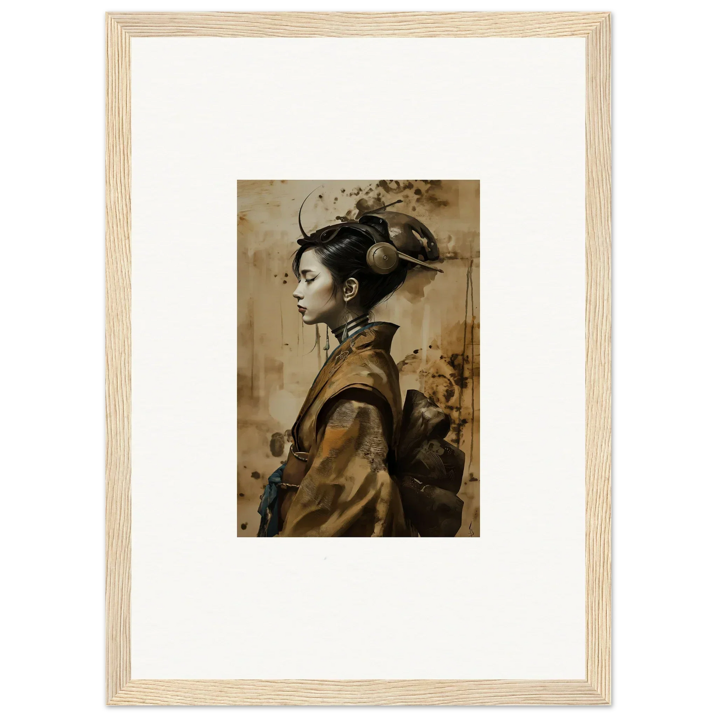 Framed portrait of a woman in traditional attire, perfect for your Dreaming Whisper Muse room decoration