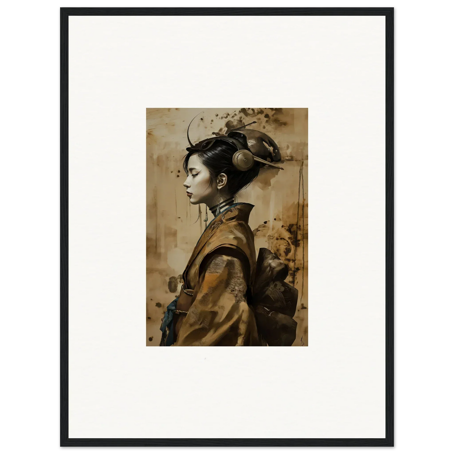 Framed portrait of a woman in East Asian attire for a stylish room decoration canvas print