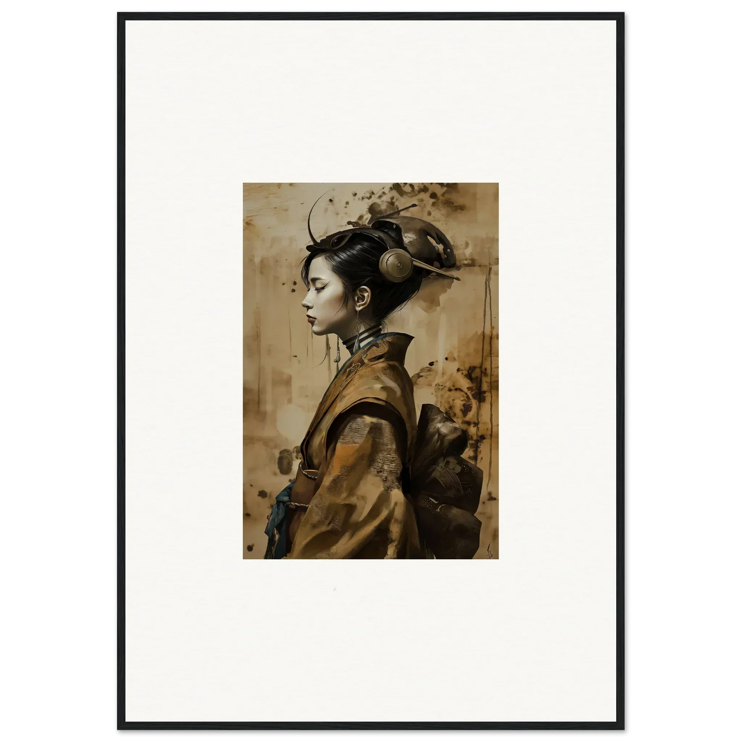 Portrait of a woman in traditional East Asian attire for a Whisper Muse canvas print