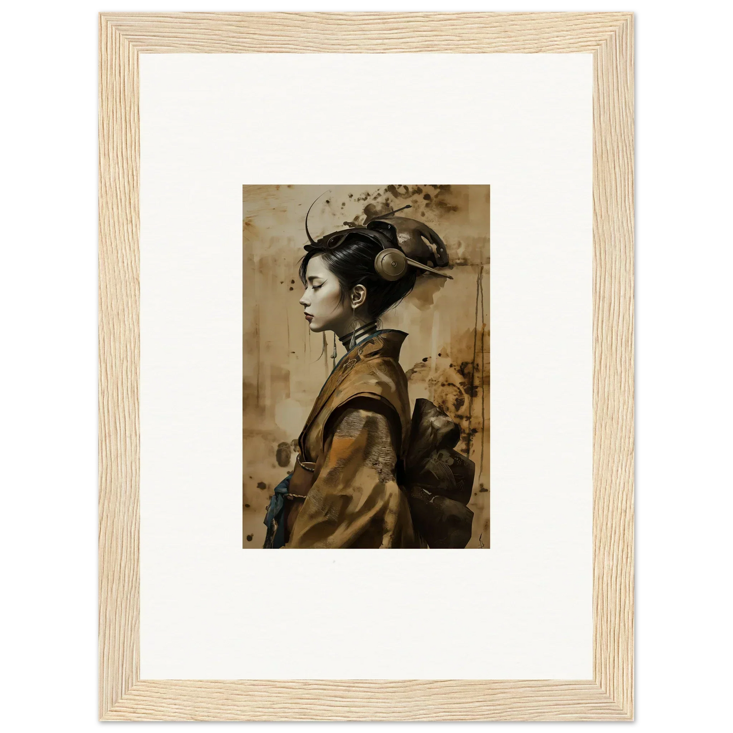 Framed portrait of a woman in traditional East Asian attire, perfect for whisper muse room decoration