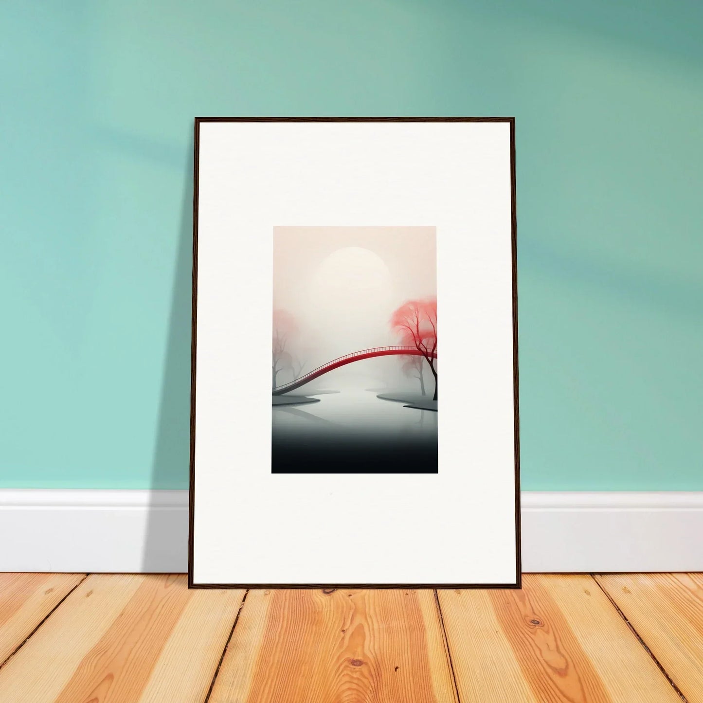 Framed canvas print of a minimalist landscape art for room decoration, Mystic Passage