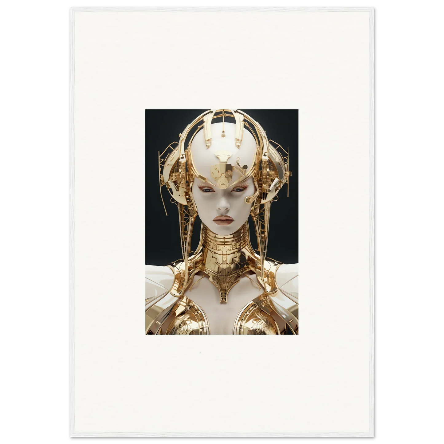Futuristic golden robotic figure for a unique room decoration canvas print