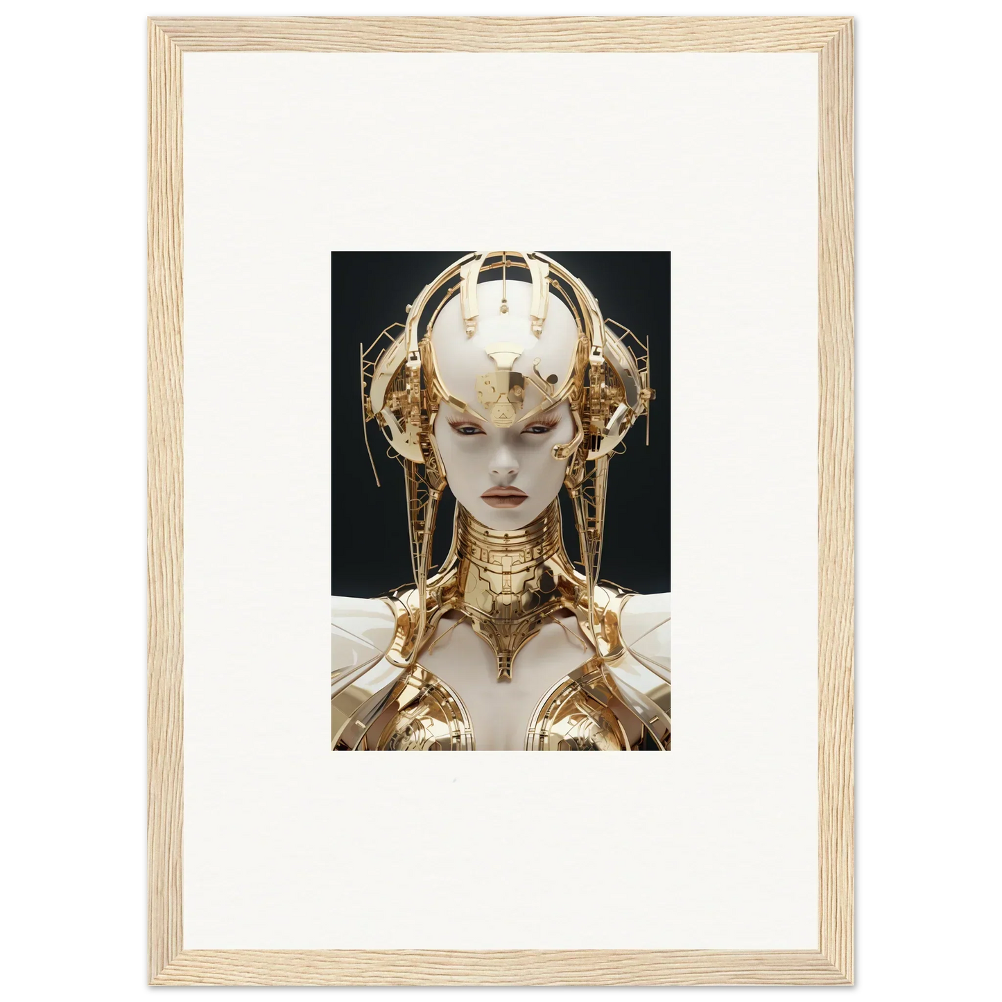 Futuristic golden humanoid figure art for a stunning room decoration canvas print