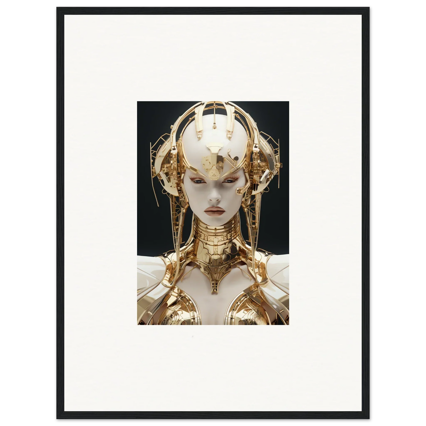 Futuristic robotic figure with golden features for stylish room decoration canvas print