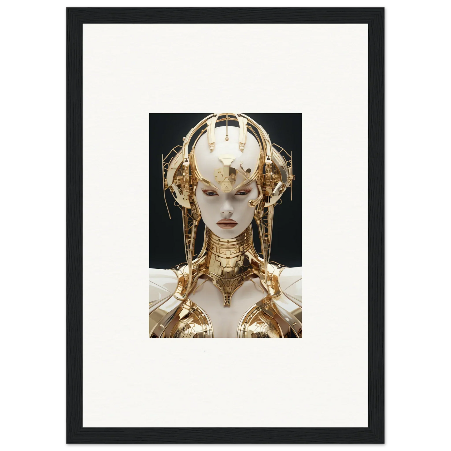 Futuristic golden robotic figure for a stunning canvas print in room decoration