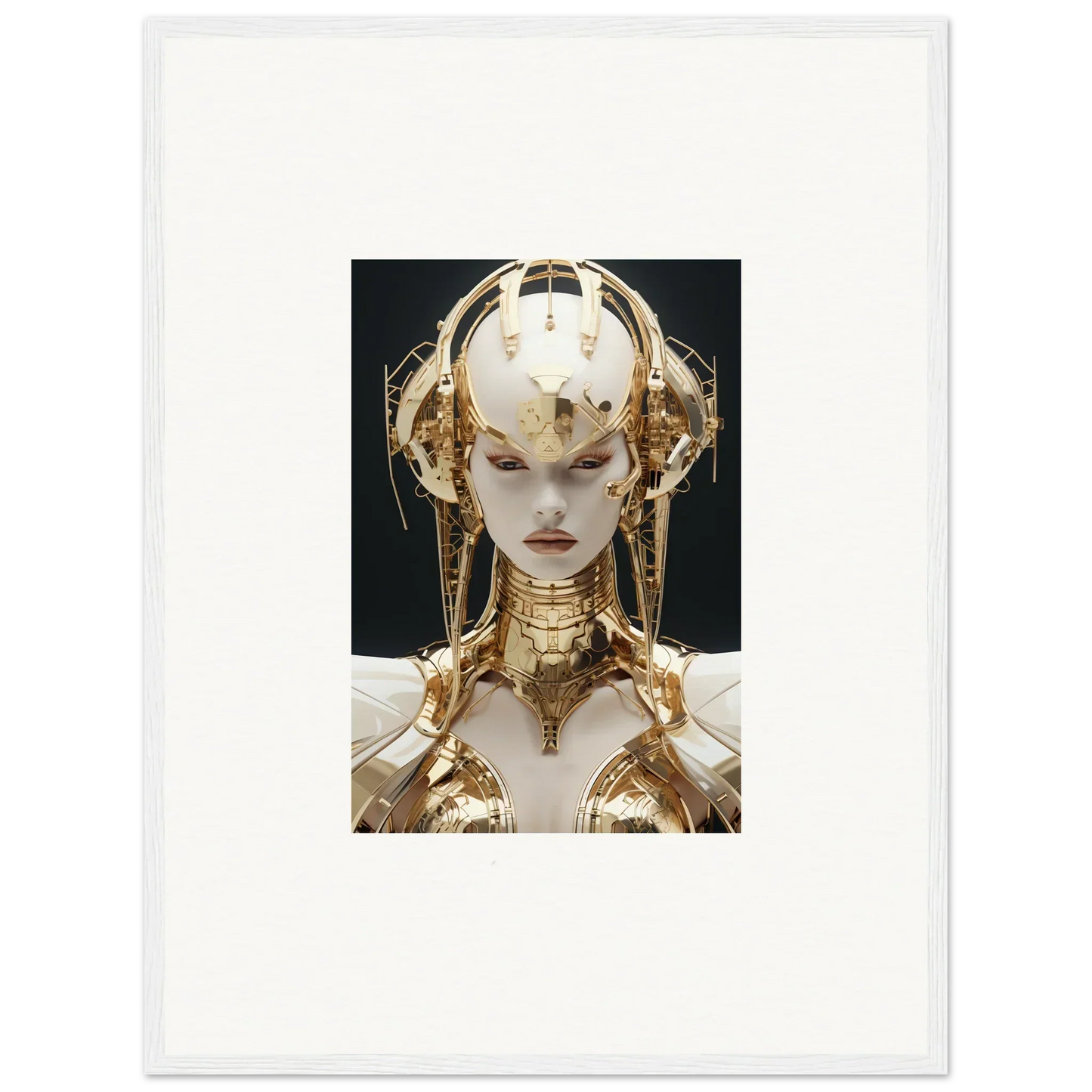 Futuristic robot with golden headpiece, perfect for golden melodies room decoration