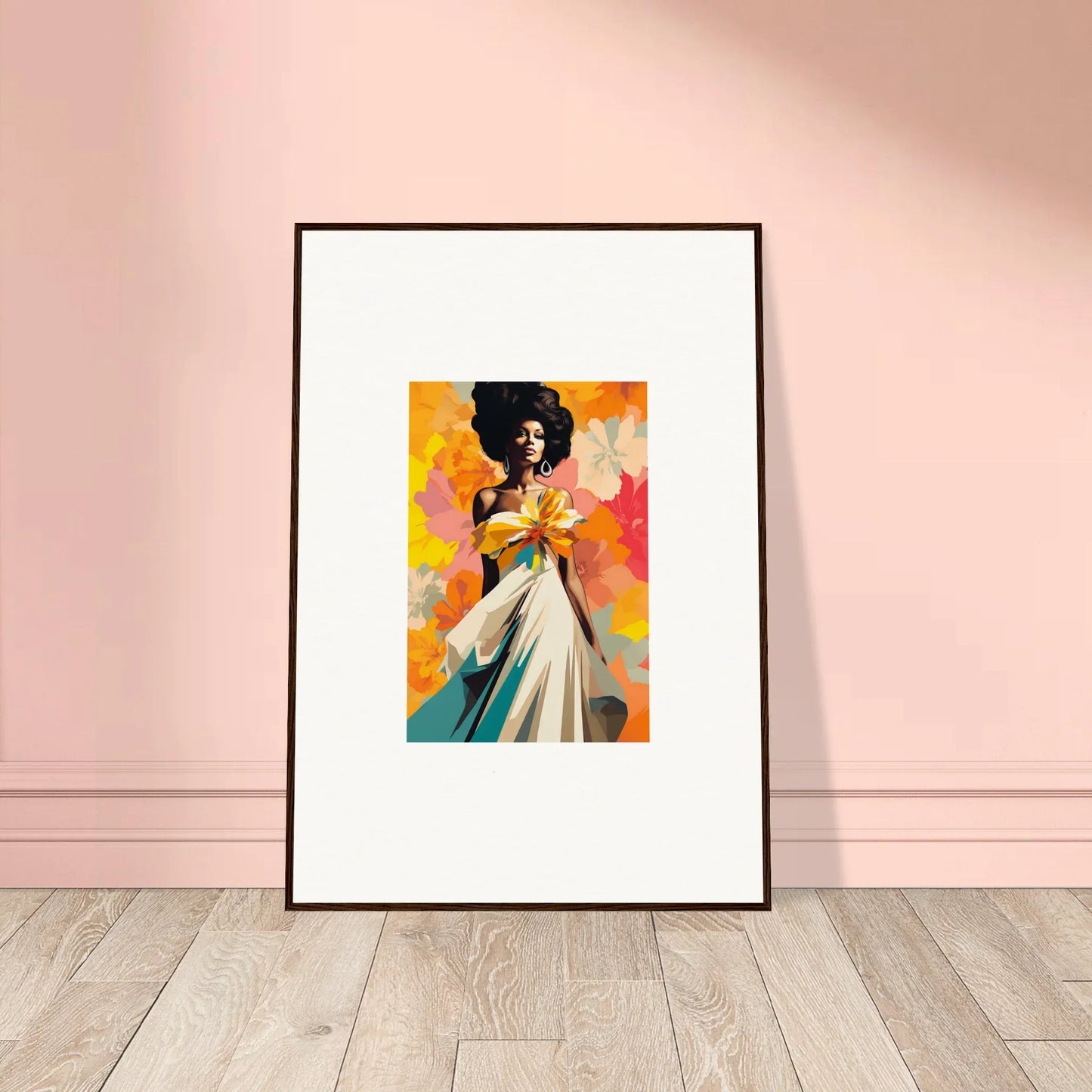 Framed Ecstasy Kaleidoscope Draped artwork with a figure in a flowing white dress