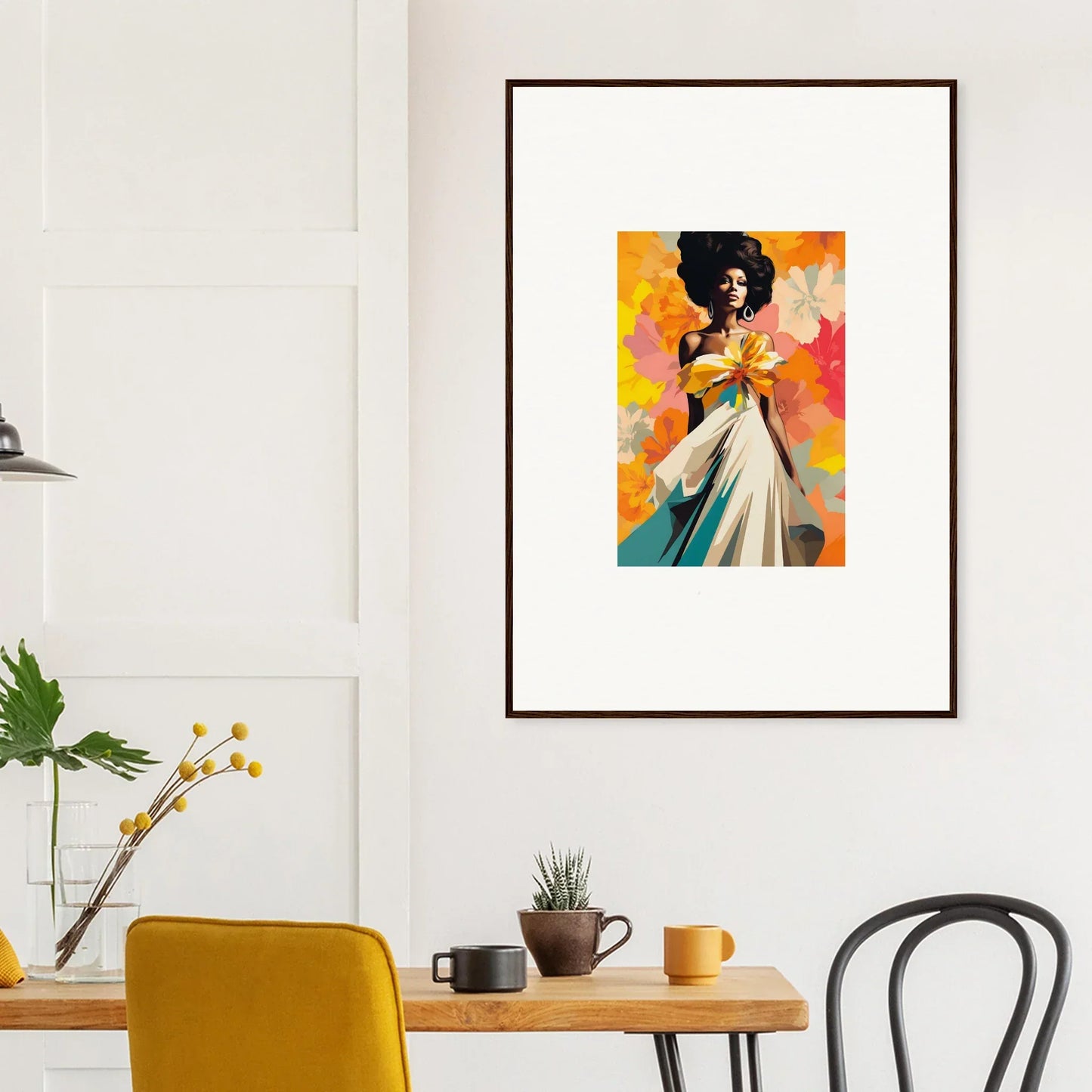 Vibrant portrait in orange, yellow, and turquoise from Ecstasy Kaleidoscope Draped