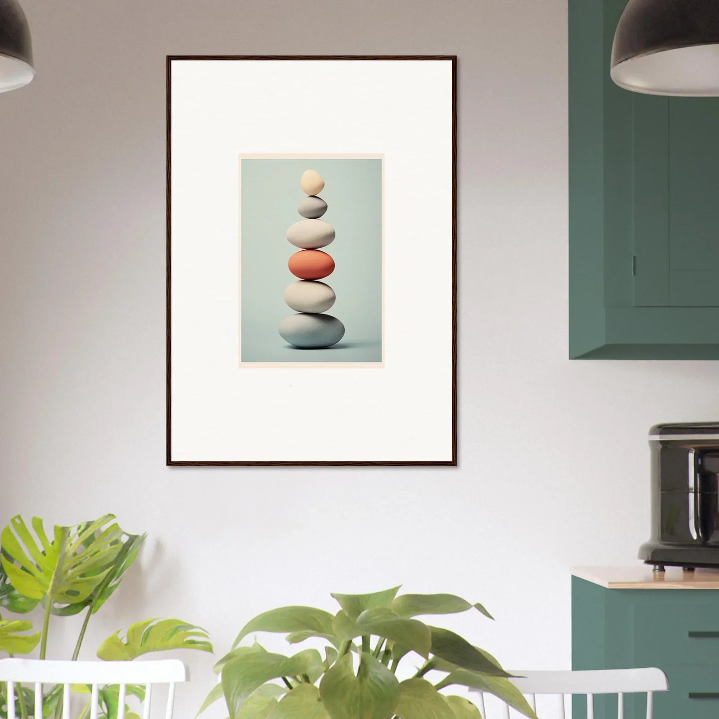 Framed artwork of balanced stones in cairn for Egg Wanders Reverie special edition art™