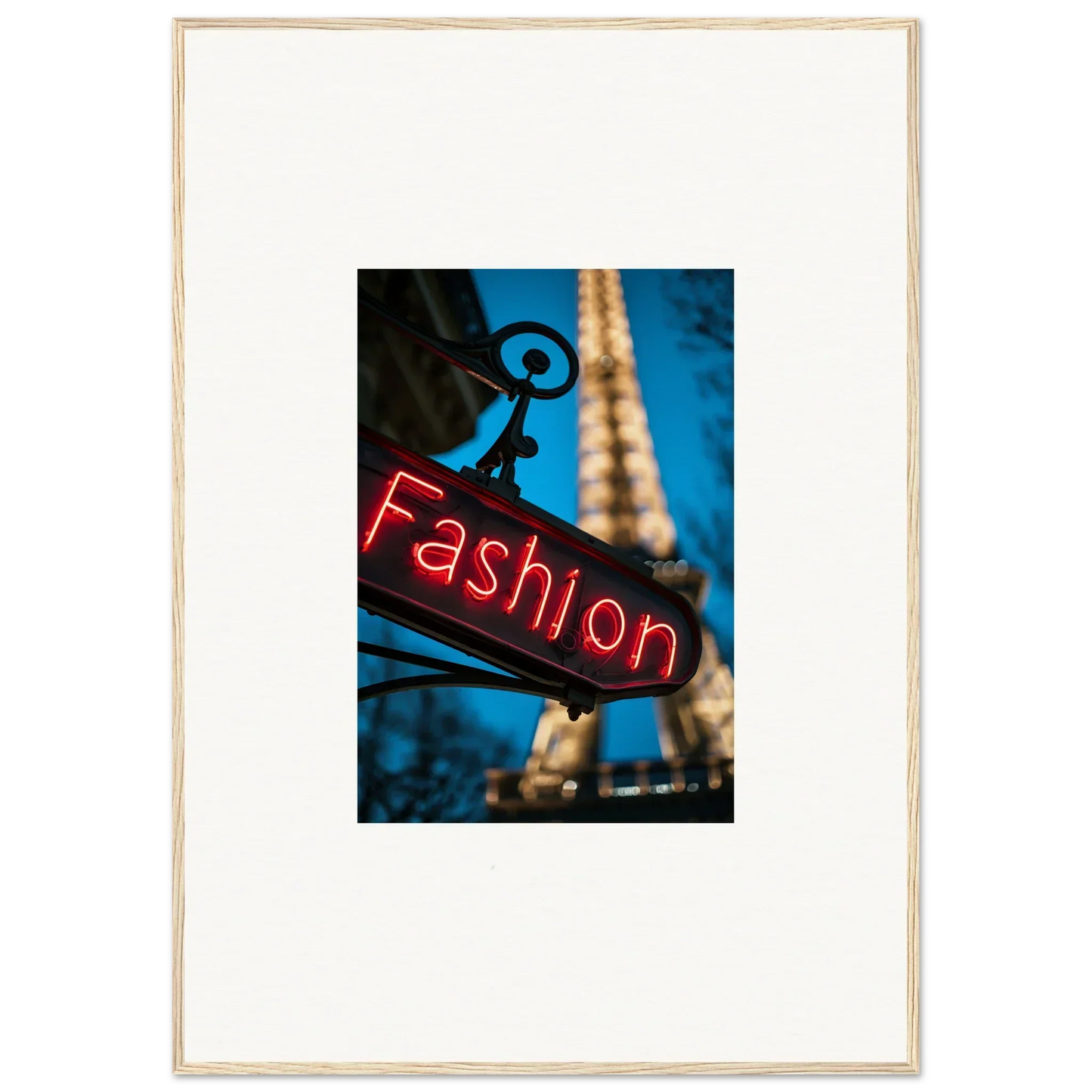 Illuminated red neon sign reading Fashion for stylish room decoration or canvas print