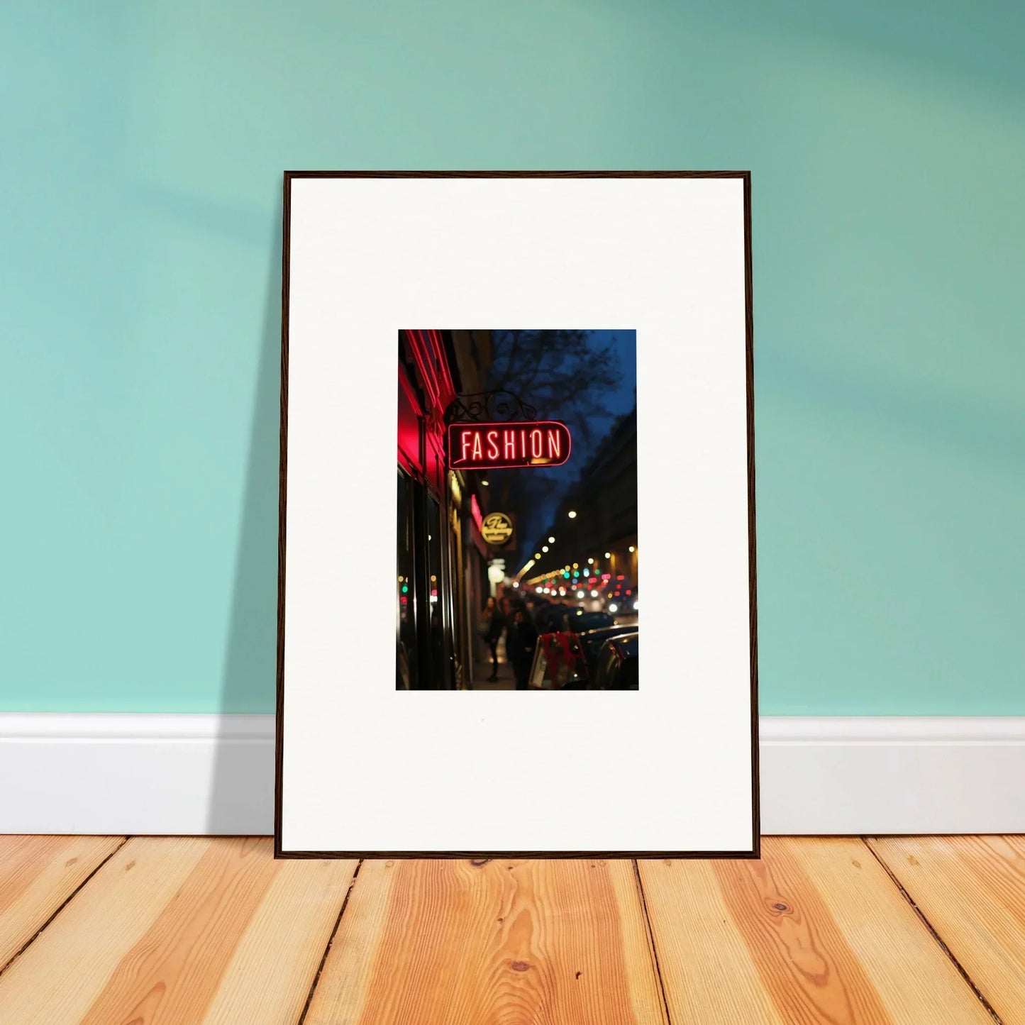 Framed canvas print of a neon FASHION sign for cool midnight hum room decoration