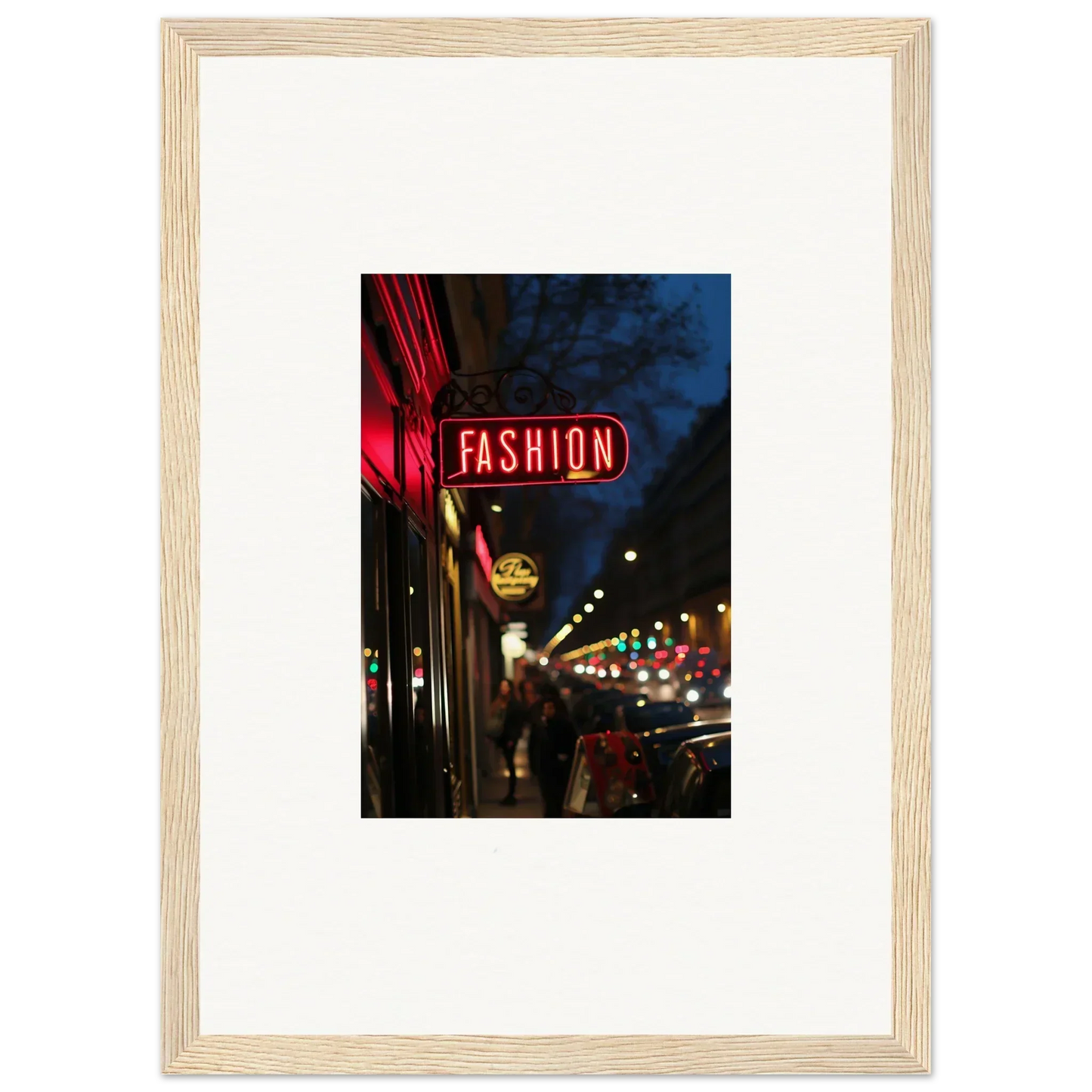 Framed neon FASHION sign canvas print for stylish room decoration, Electric Midnight Hum