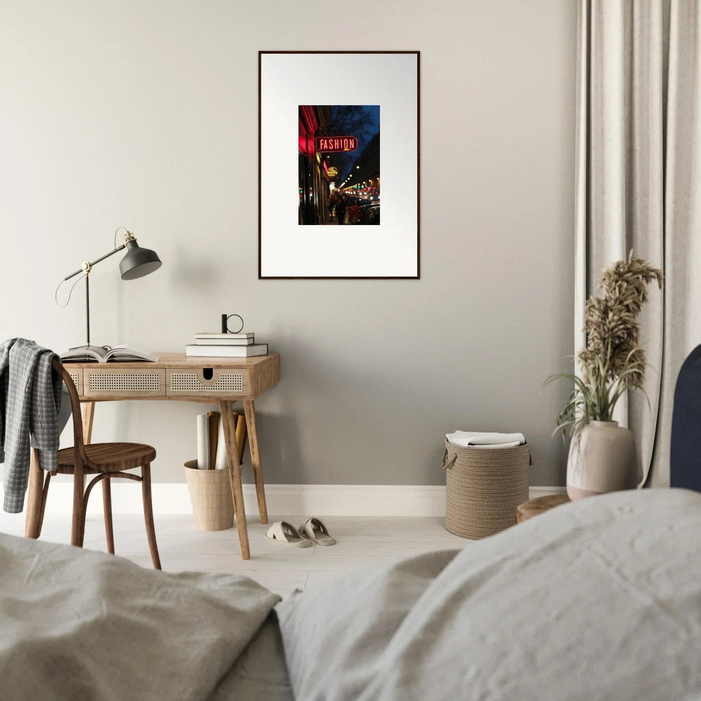 Framed Blade Runner poster adding a cool midnight hum vibe to room decoration