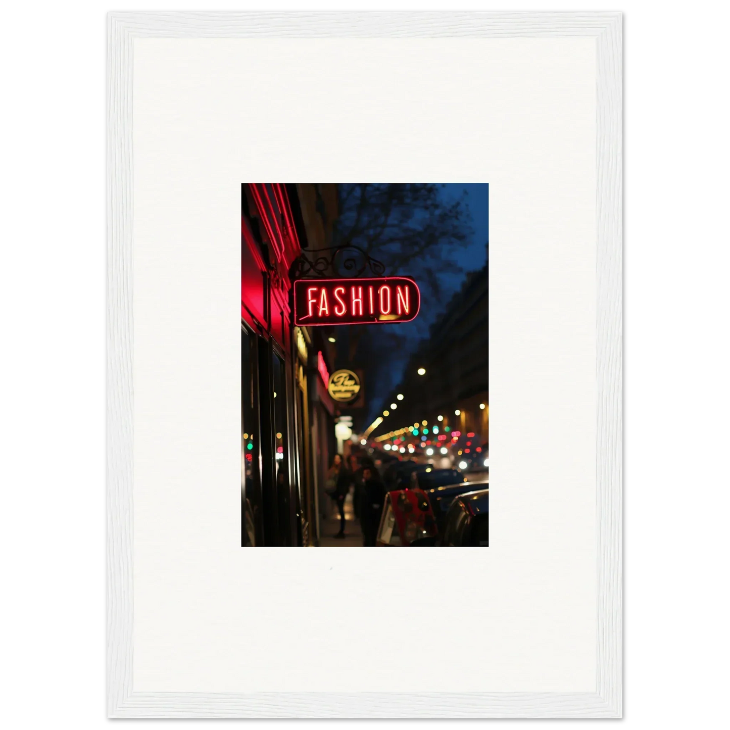 Vibrant red neon Fashion sign lights up Electric Midnight Hum canvas print for cool room decoration