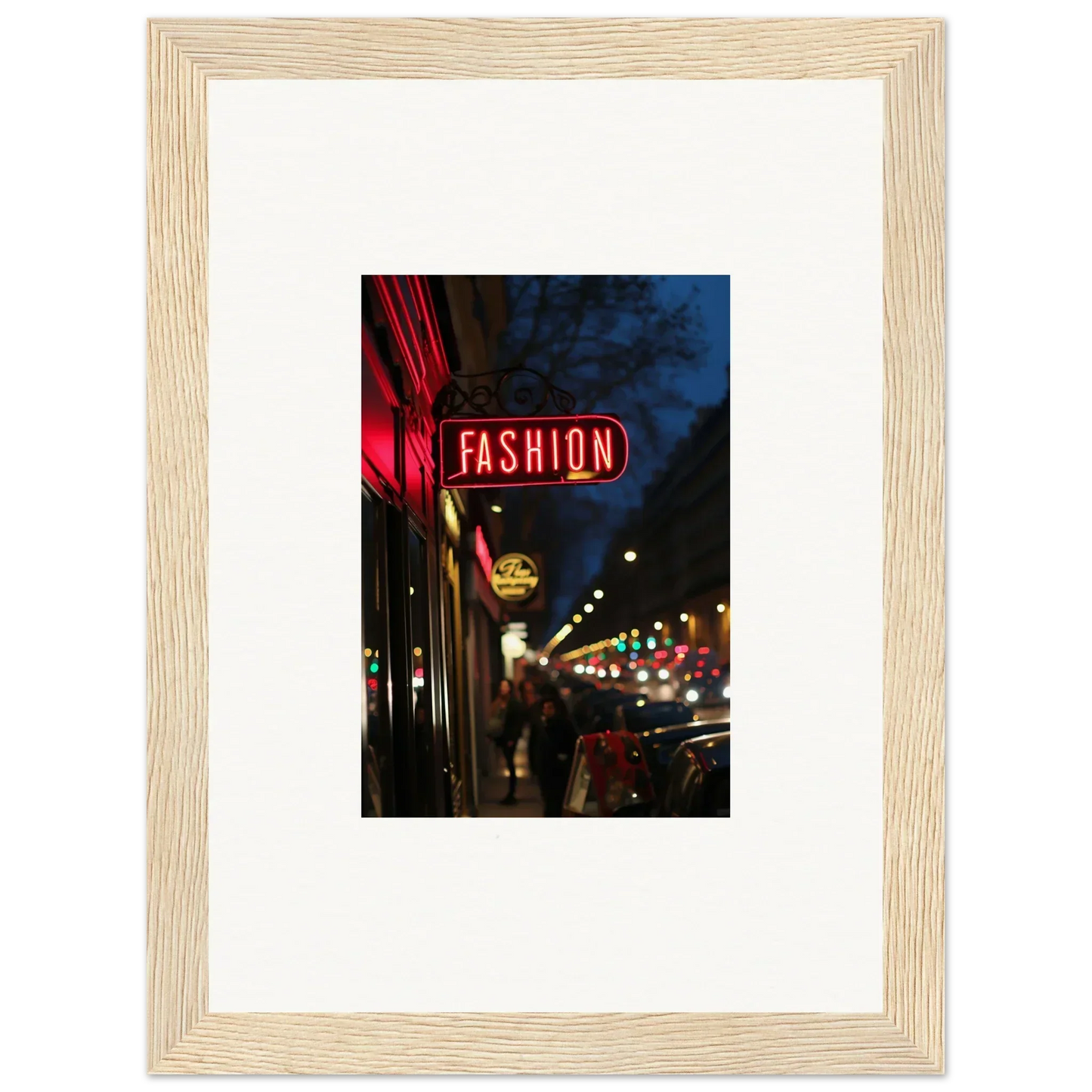 Framed canvas print of a neon FASHION sign for cool midnight hum room decoration