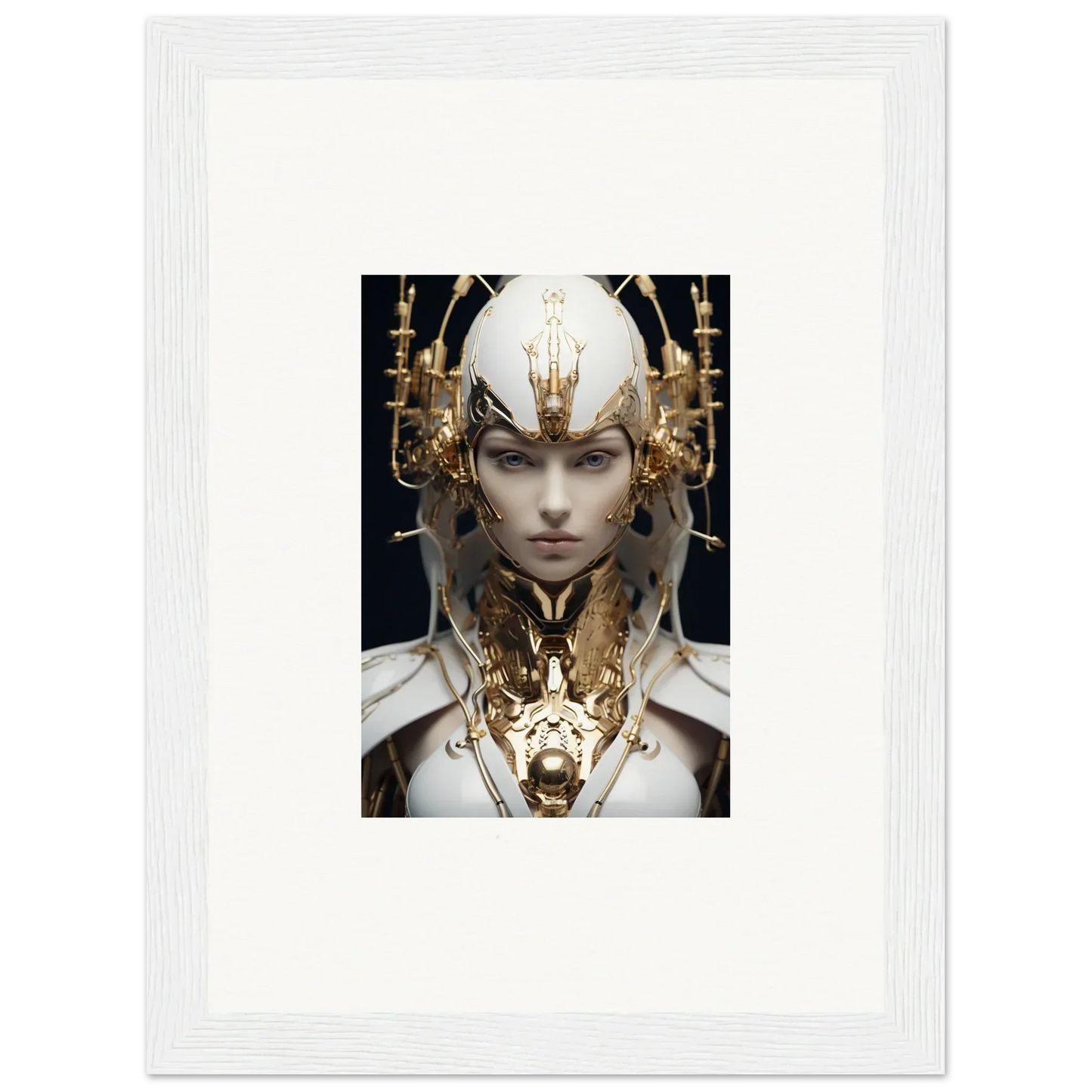 Ornate figure with golden headdress, perfect for halcyon existence room decoration canvas print