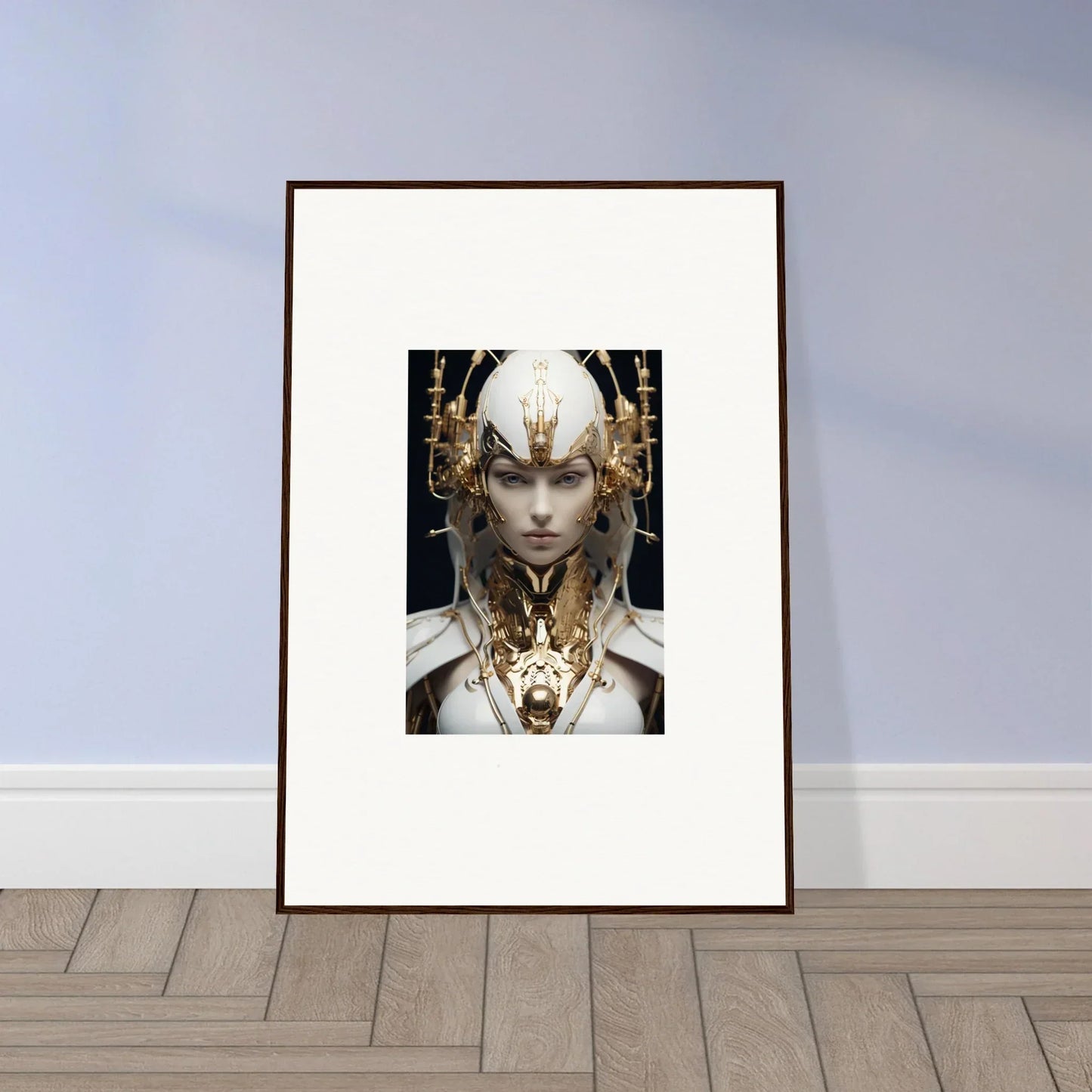 Framed canvas print of a surreal ornate figure for a halcyon existence room decoration