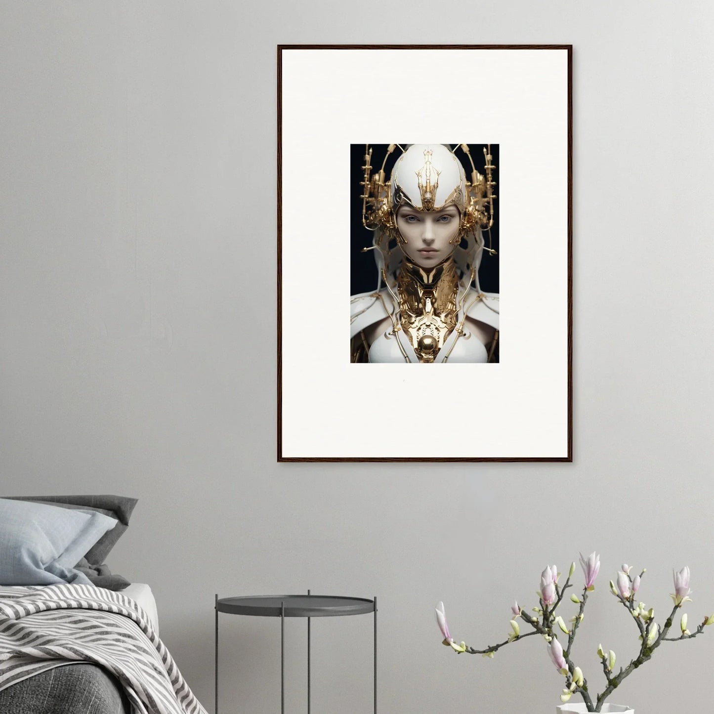 Ornate canvas print of a golden portrait for a dreamy halcyon existence room decoration