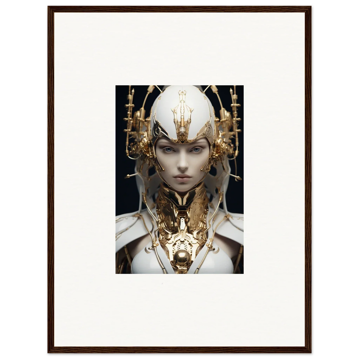 Ornate portrait with golden headdress, perfect for a Halcyon Existence canvas print