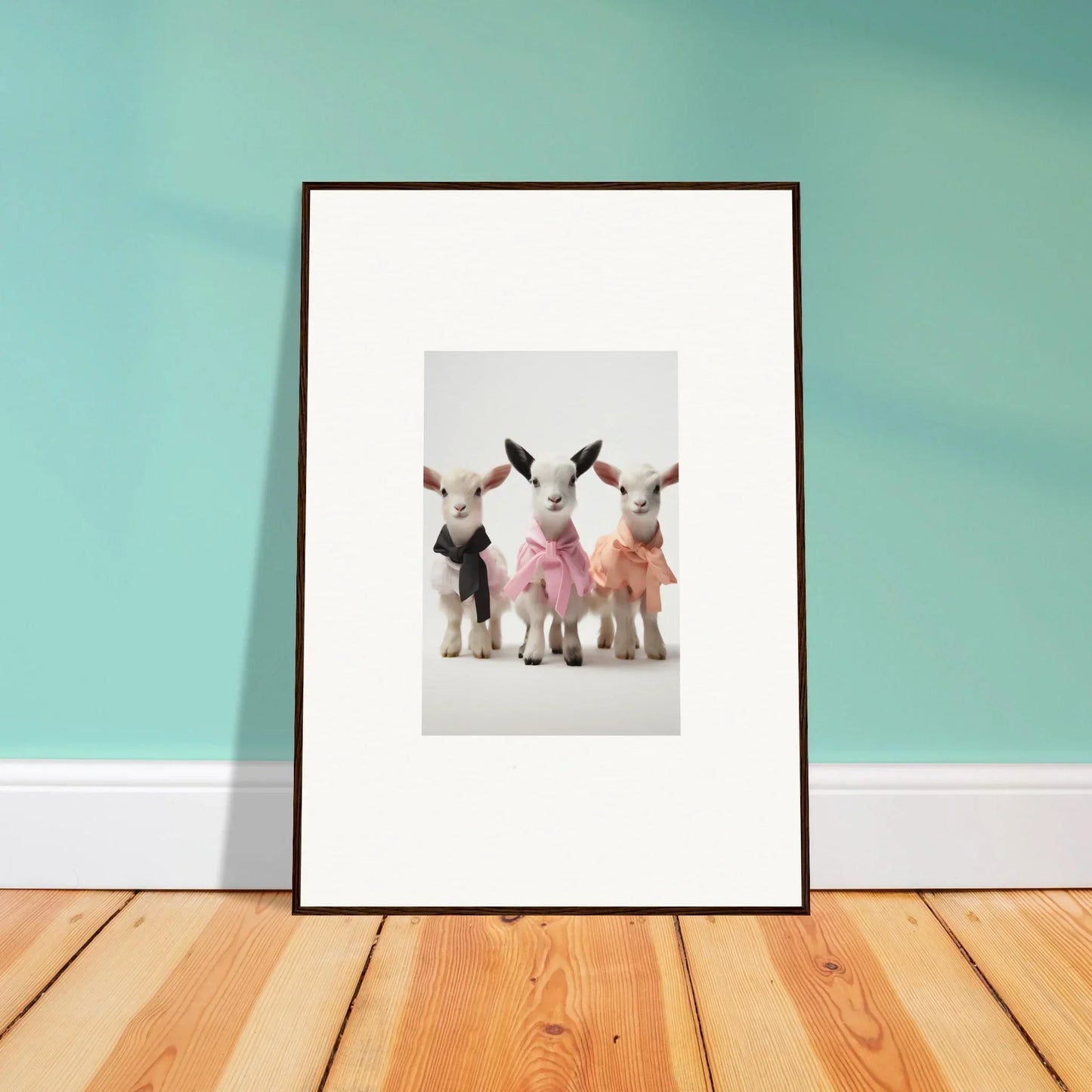 Framed wall art of three piglets in tutus from Enchanted Kidding Threads special edition