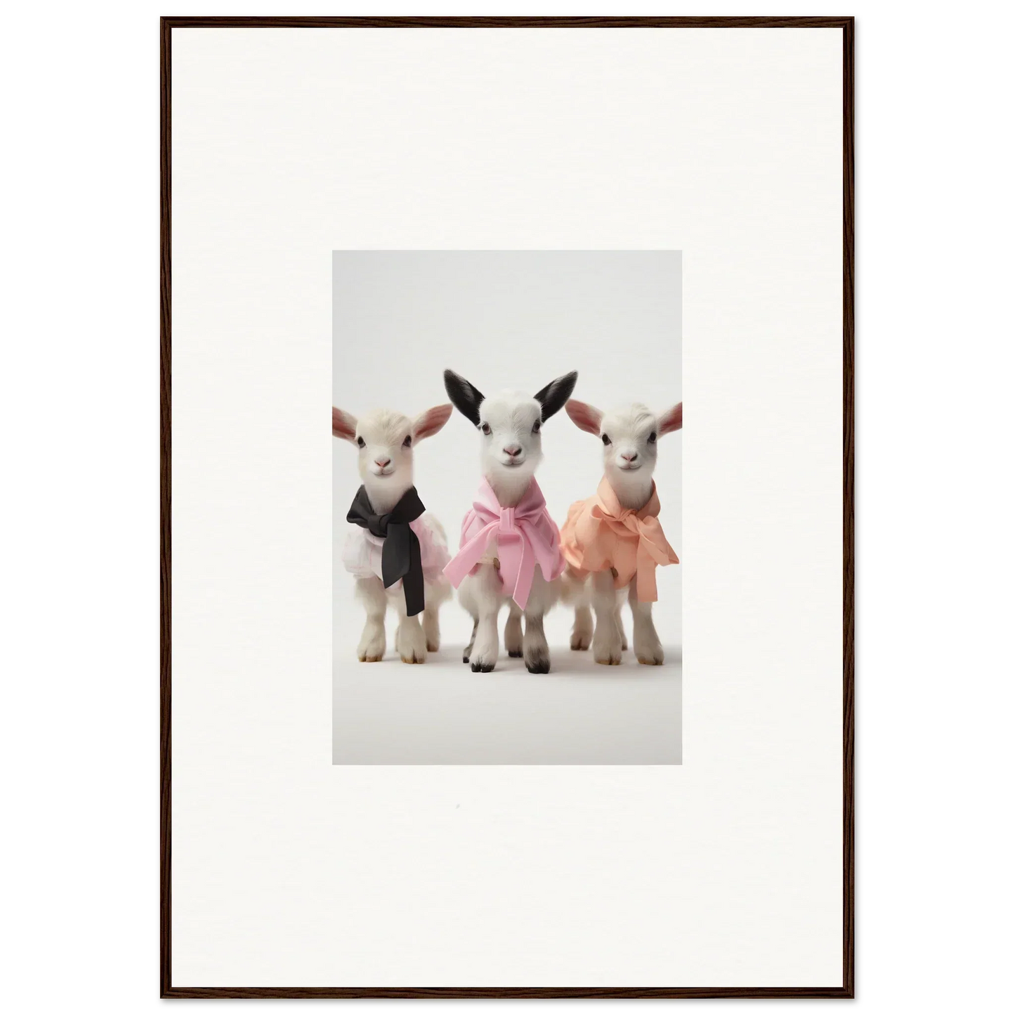 Three adorable baby lambs in tutus from Enchanted Kidding Threads framed wall art