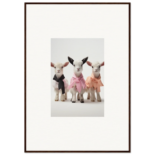 Three adorable baby lambs in tutus from Enchanted Kidding Threads framed wall art