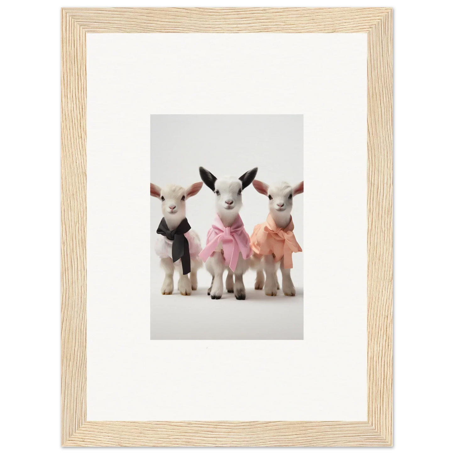 Three stuffed lamb toys in colorful tutus from Enchanted Kidding Threads special edition art™