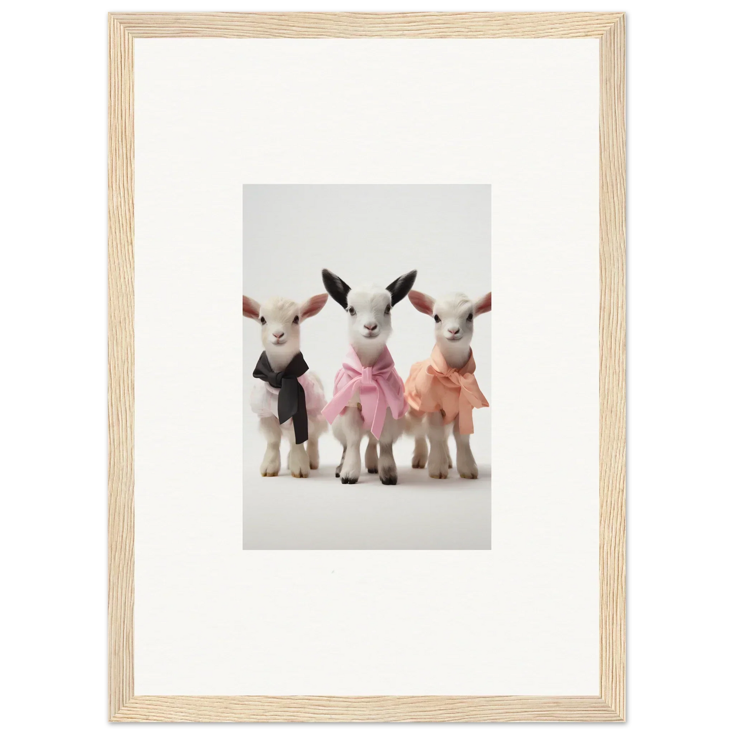 Three adorable baby goats in tutus from Enchanted Kidding Threads framed wall art
