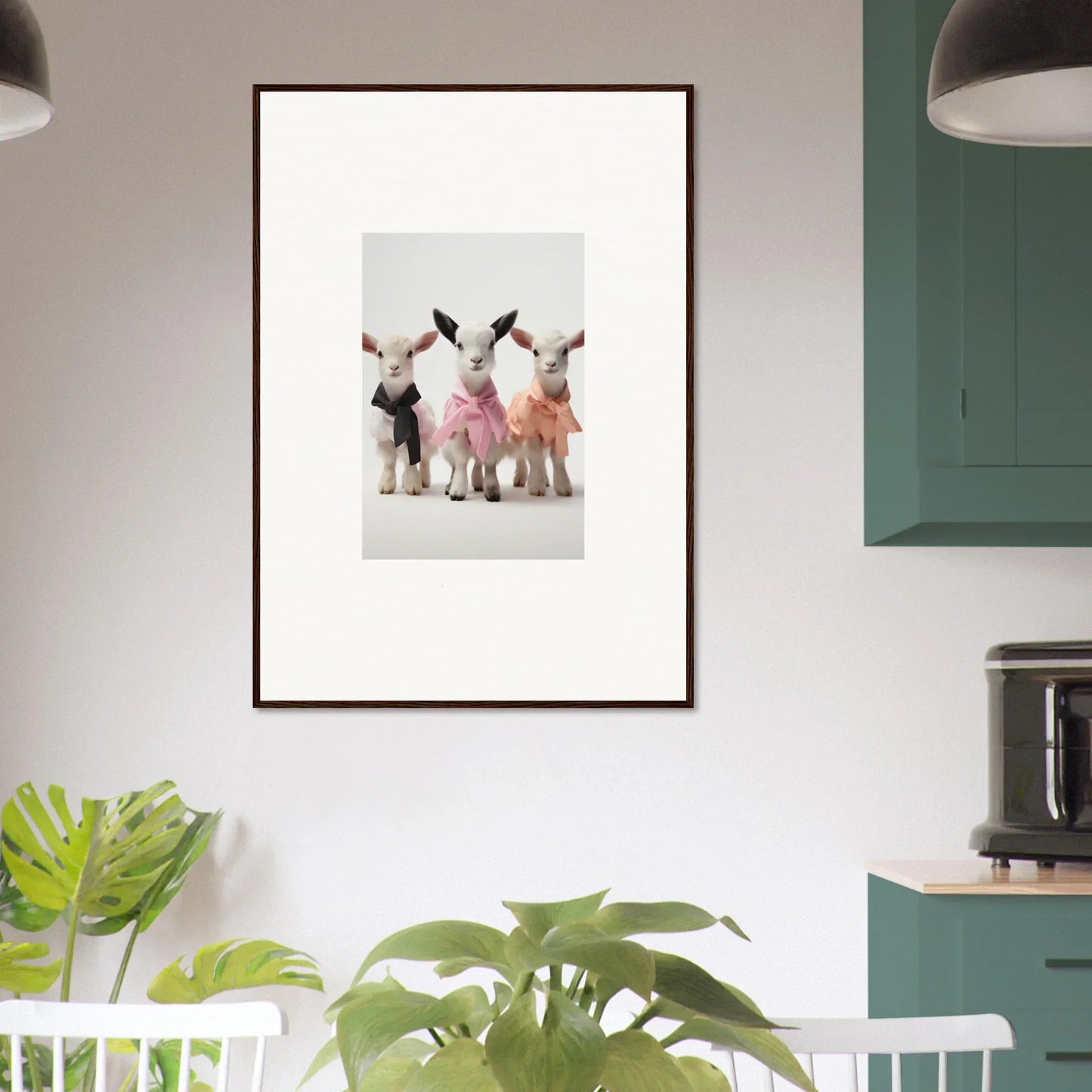Framed wall art of three rabbits in tutus from Enchanted Kidding Threads special edition