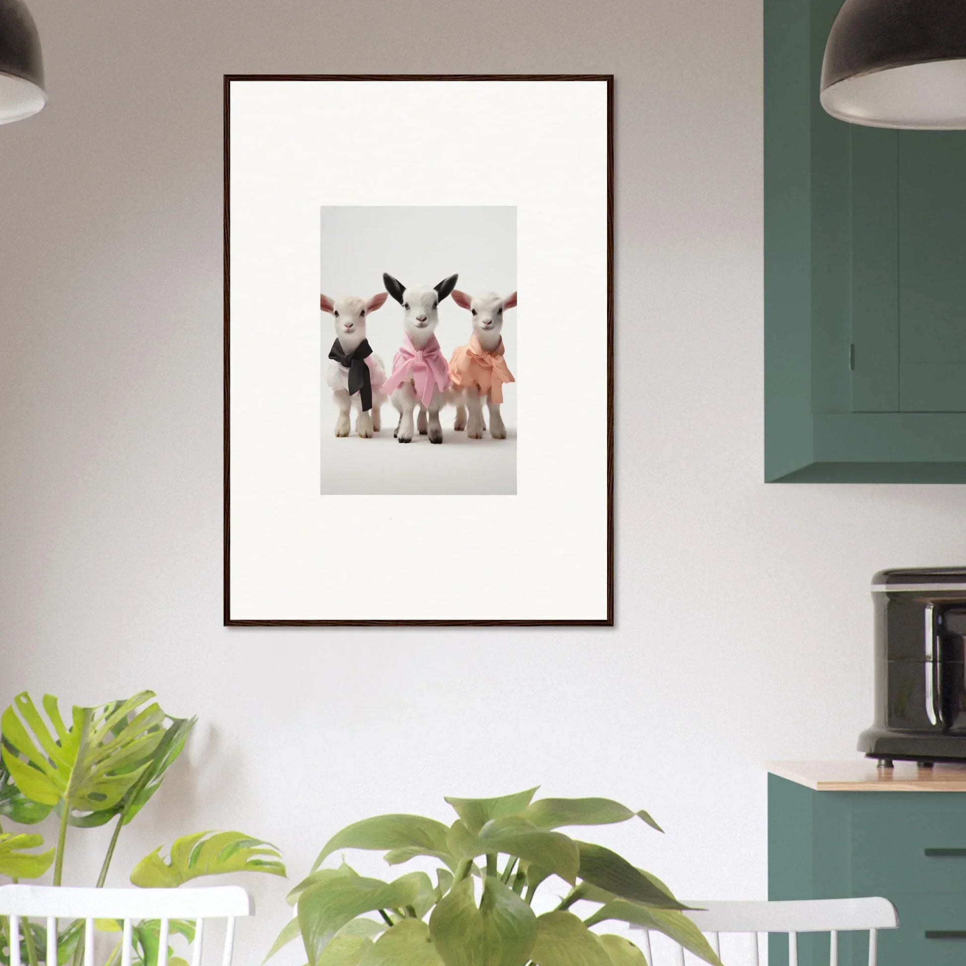 Framed wall art of three rabbits in tutus from Enchanted Kidding Threads special edition