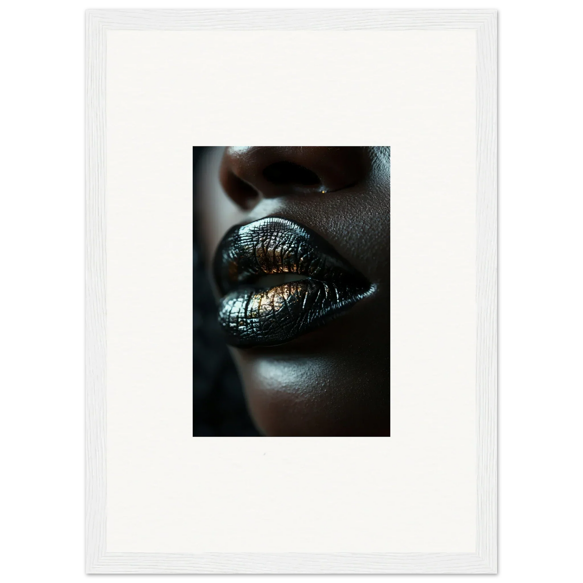 Lips with shimmering metallic silver lipstick from Midnight Whispers art collection