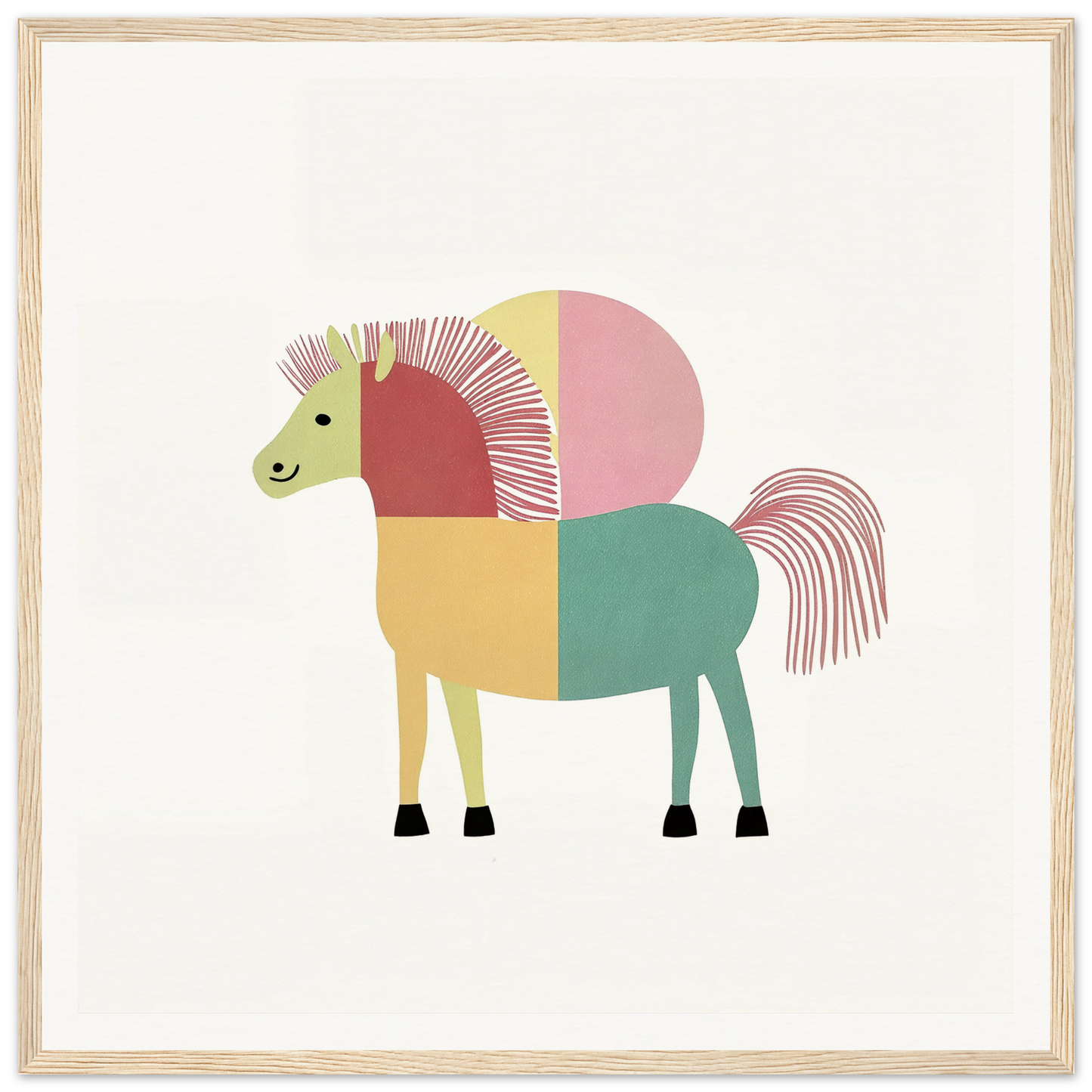 Colorful geometric horse illustration for Equine Geometry Riot showcasing vibrant color blocks