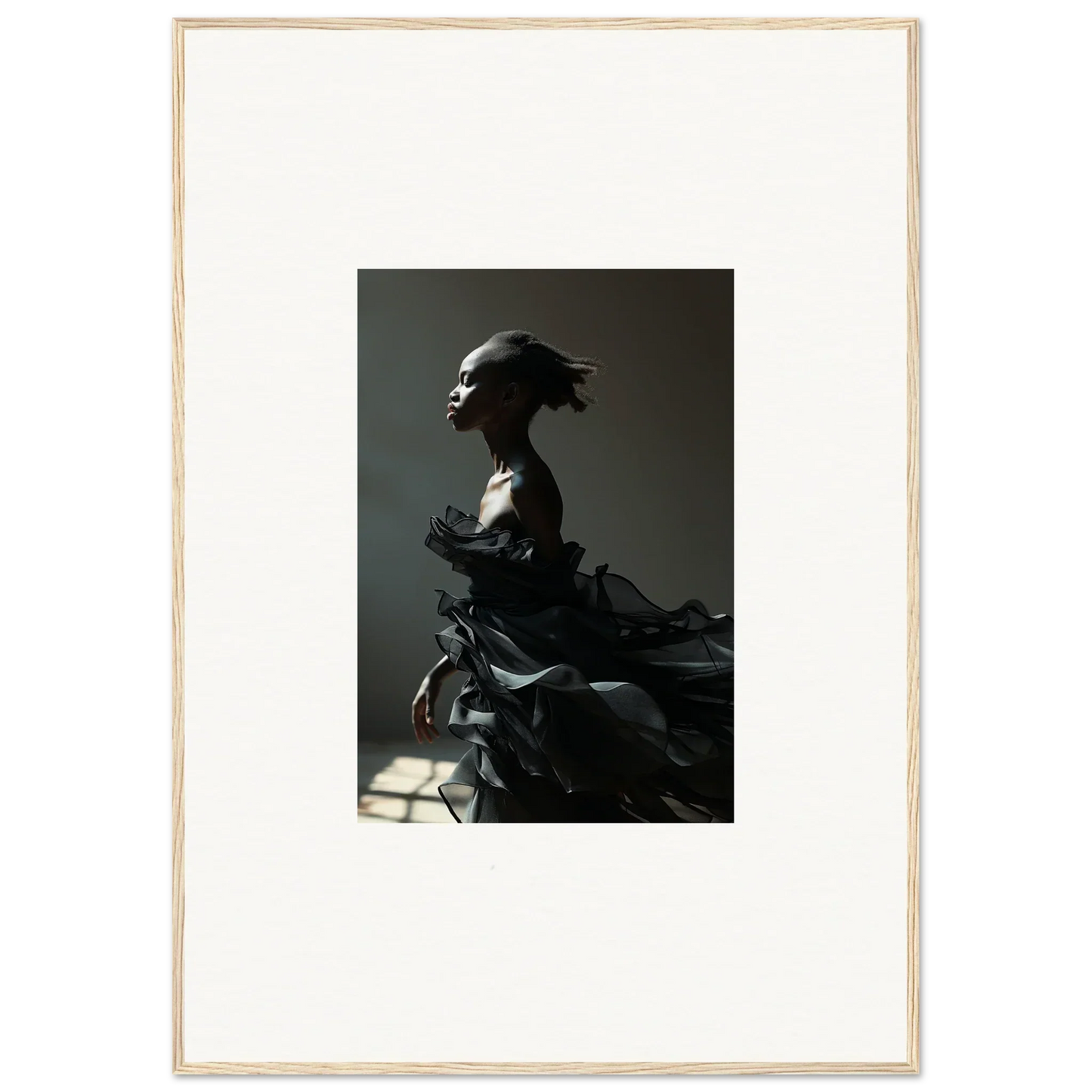 Silhouetted sculpture with ornate headdress, perfect for Black Alchemy room decor