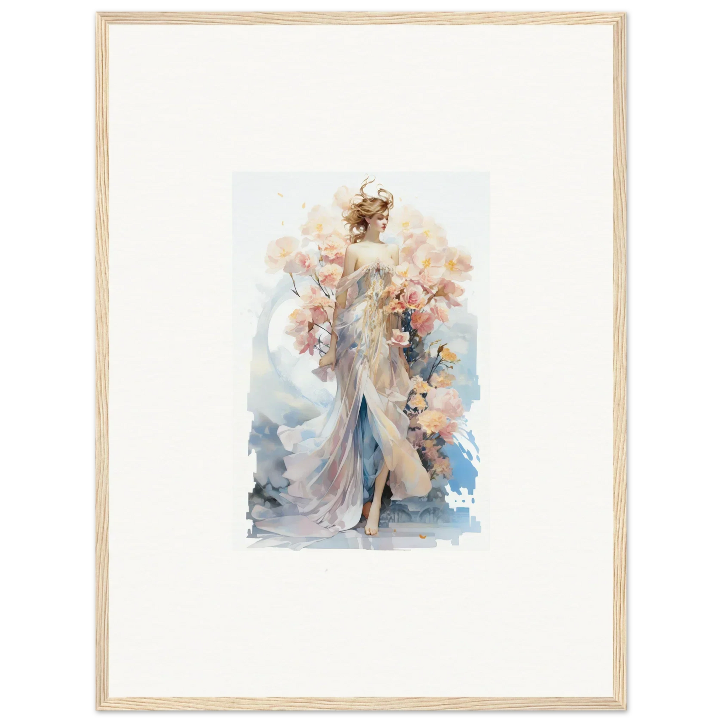 Watercolor painting of an ethereal figure for Blush Mirage framed wall art decor
