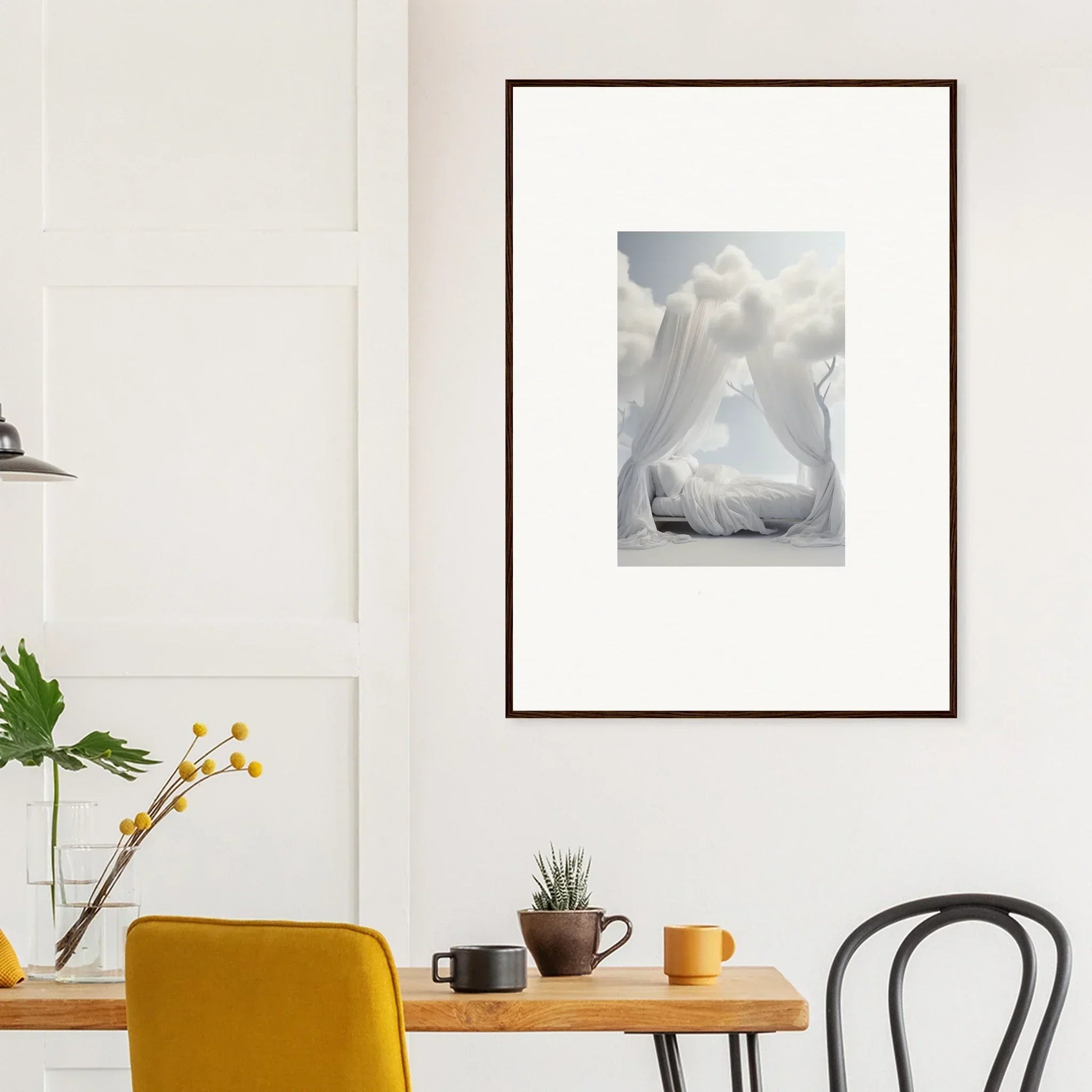 Framed Ethereal Canopy canvas print of a pear-shaped form in a cloudy sky for room decoration
