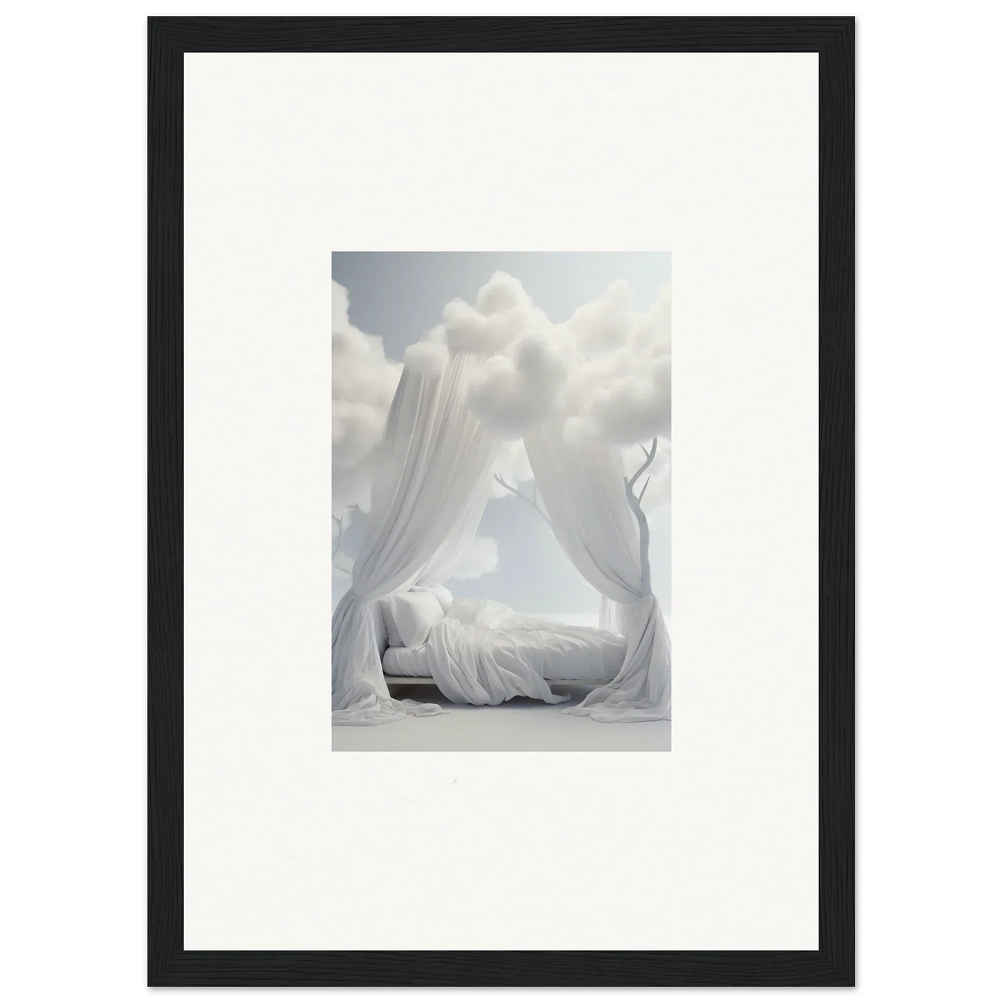 Ethereal Canopy bed with flowing curtains, perfect for dreamy room decoration vibes