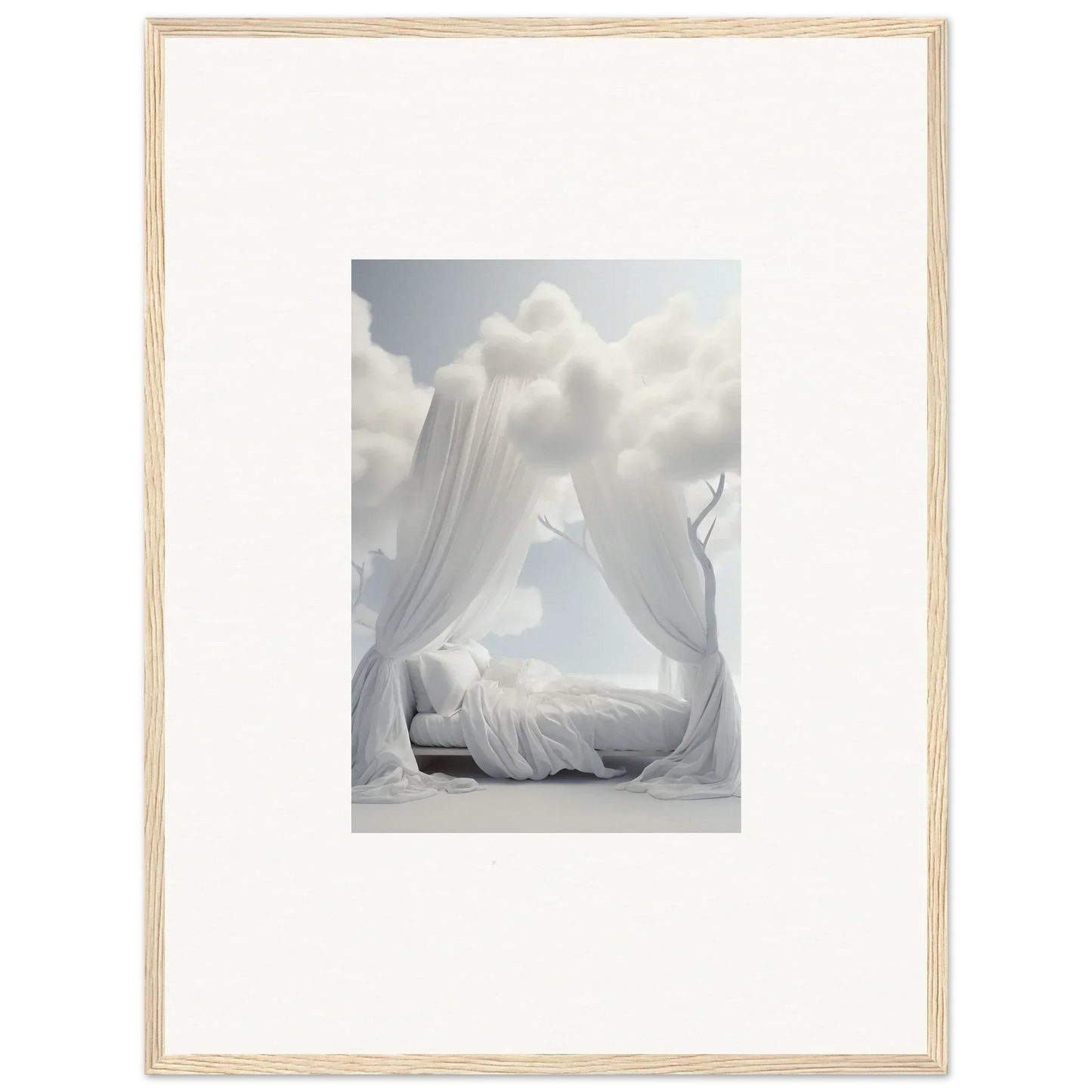 Ethereal Canopy with flowing curtains, perfect for room decoration or wall art vibes