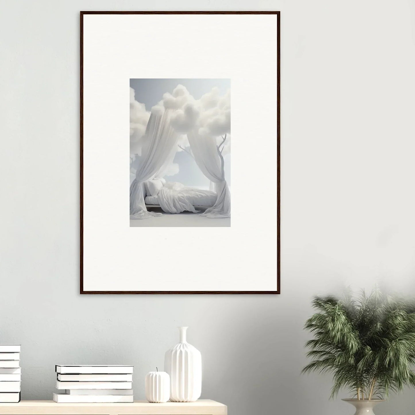 Framed photograph of a snow-covered sculpture nose, perfect wall art for room decoration