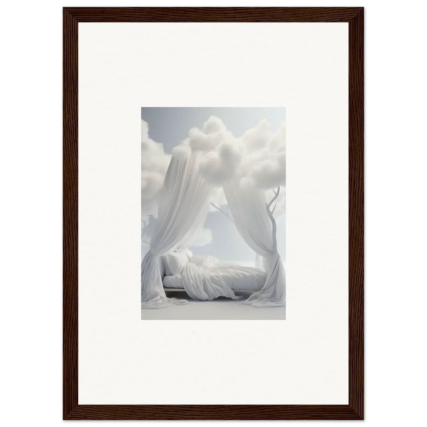 Ethereal Canopy bed with white curtains, perfect for dreamy room decoration vibes