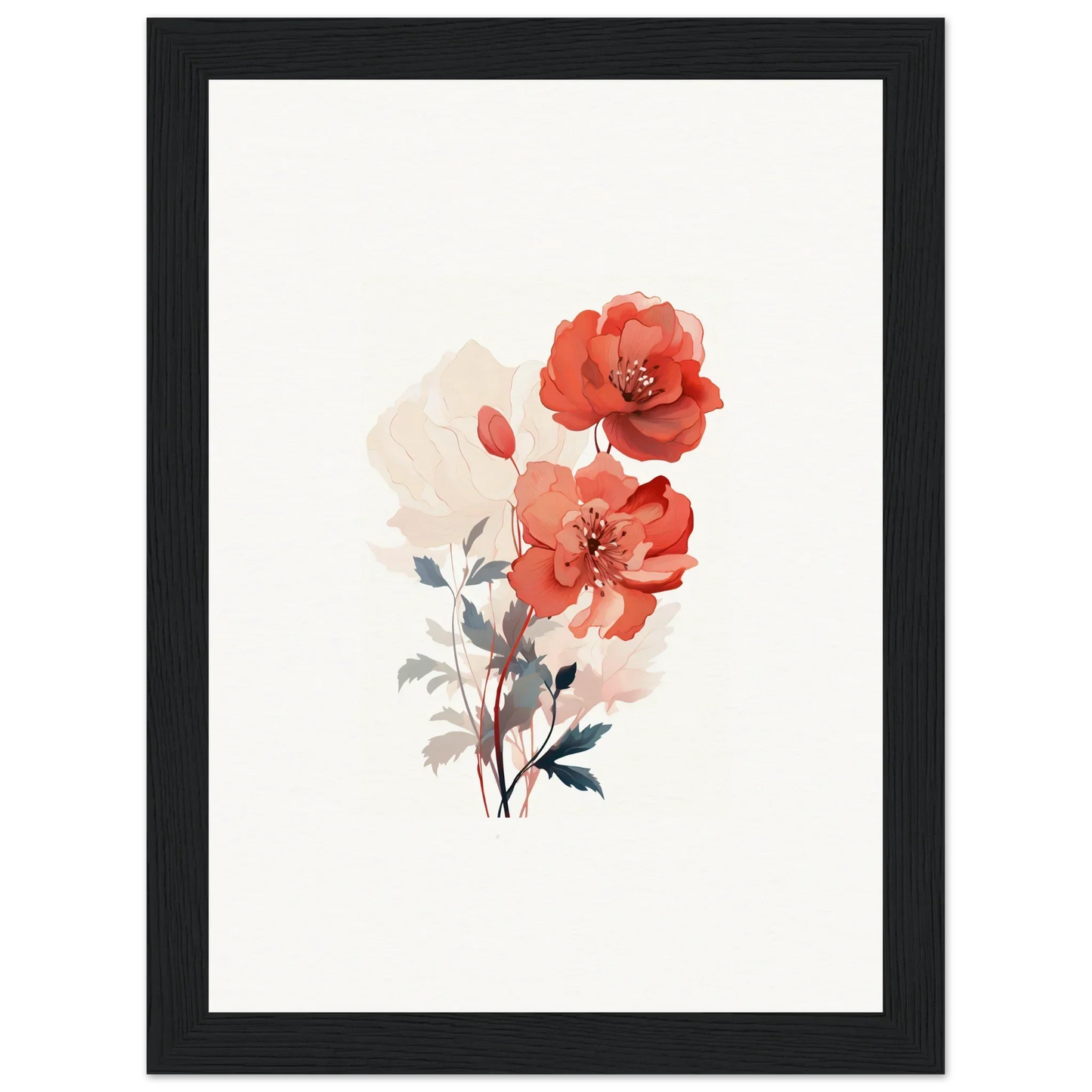 Delicate watercolor red poppies canvas print, perfect for dreamy room decoration